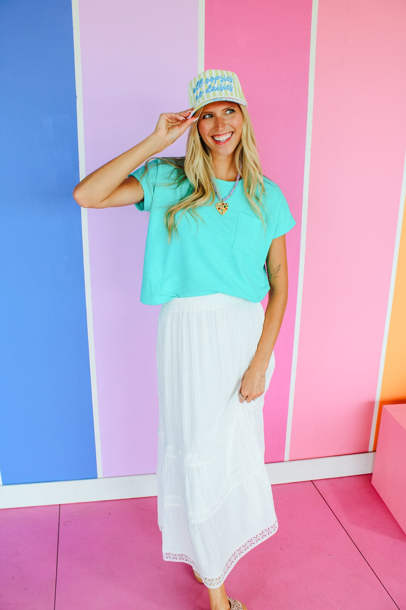 Emelia Crewneck Pocket Tee - Bright Jade