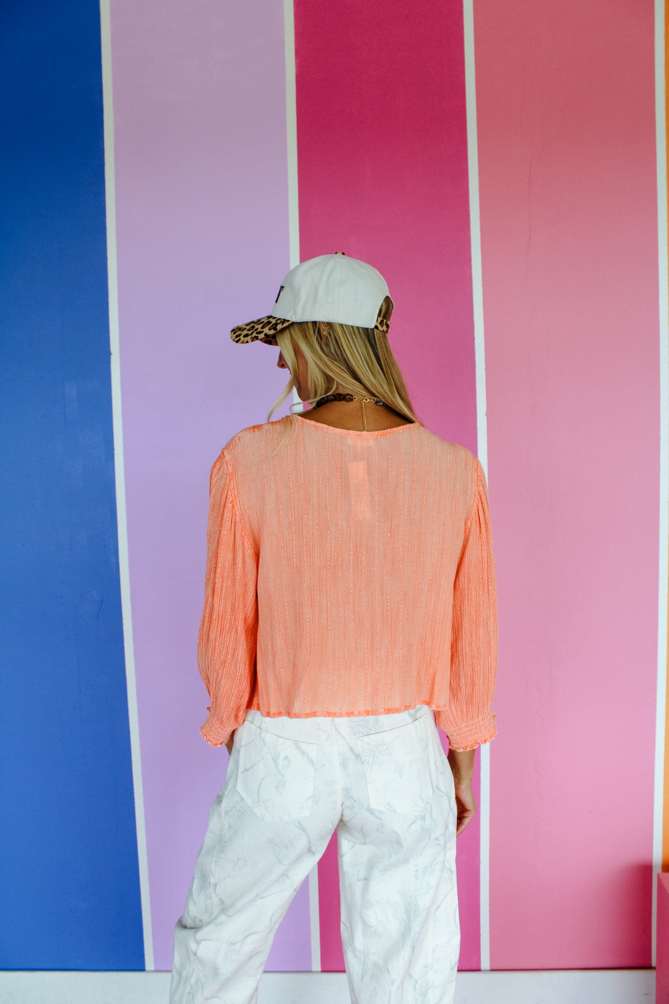 Percy V-Neck Blouse - Tangerine