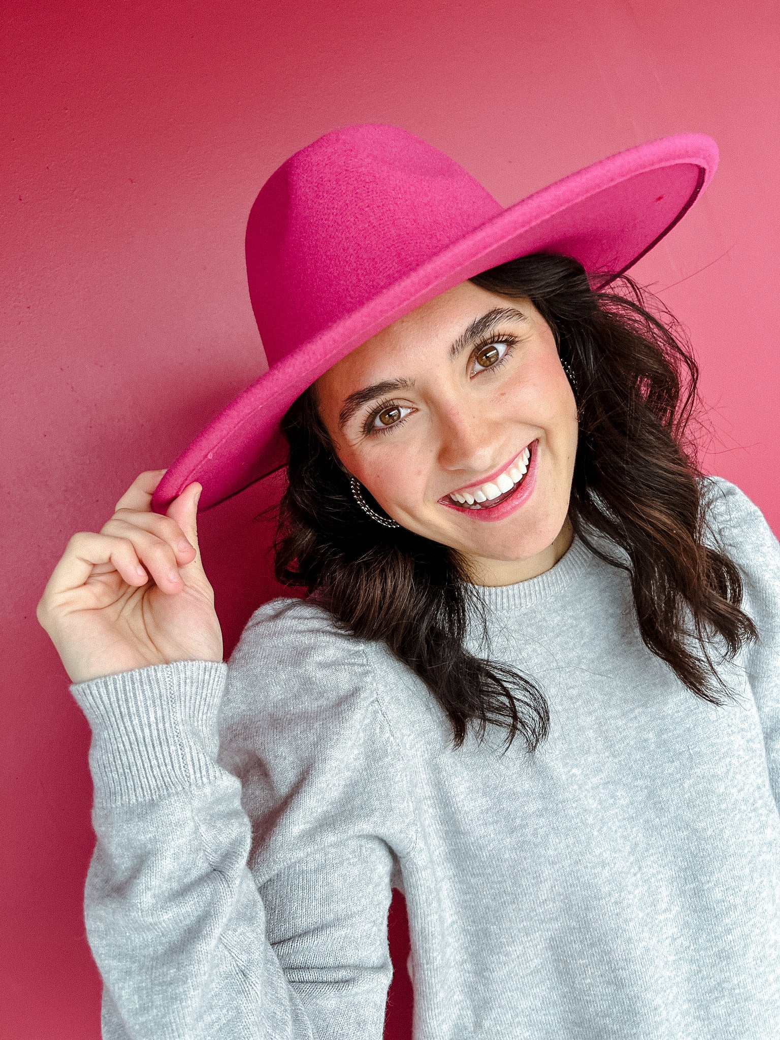 Willow Wide Brim Felt Hat - Fuchsia