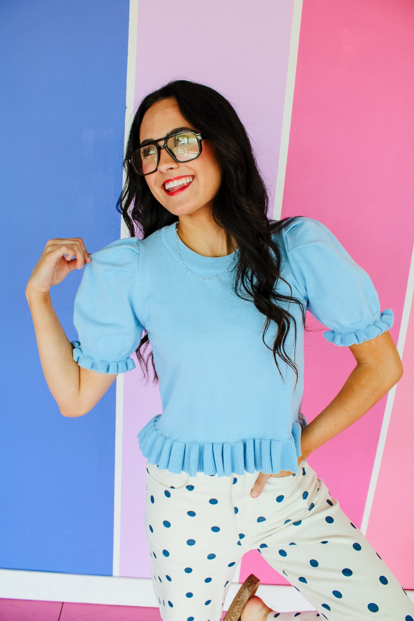 Mandy Short Sleeve Ruffle Sweater