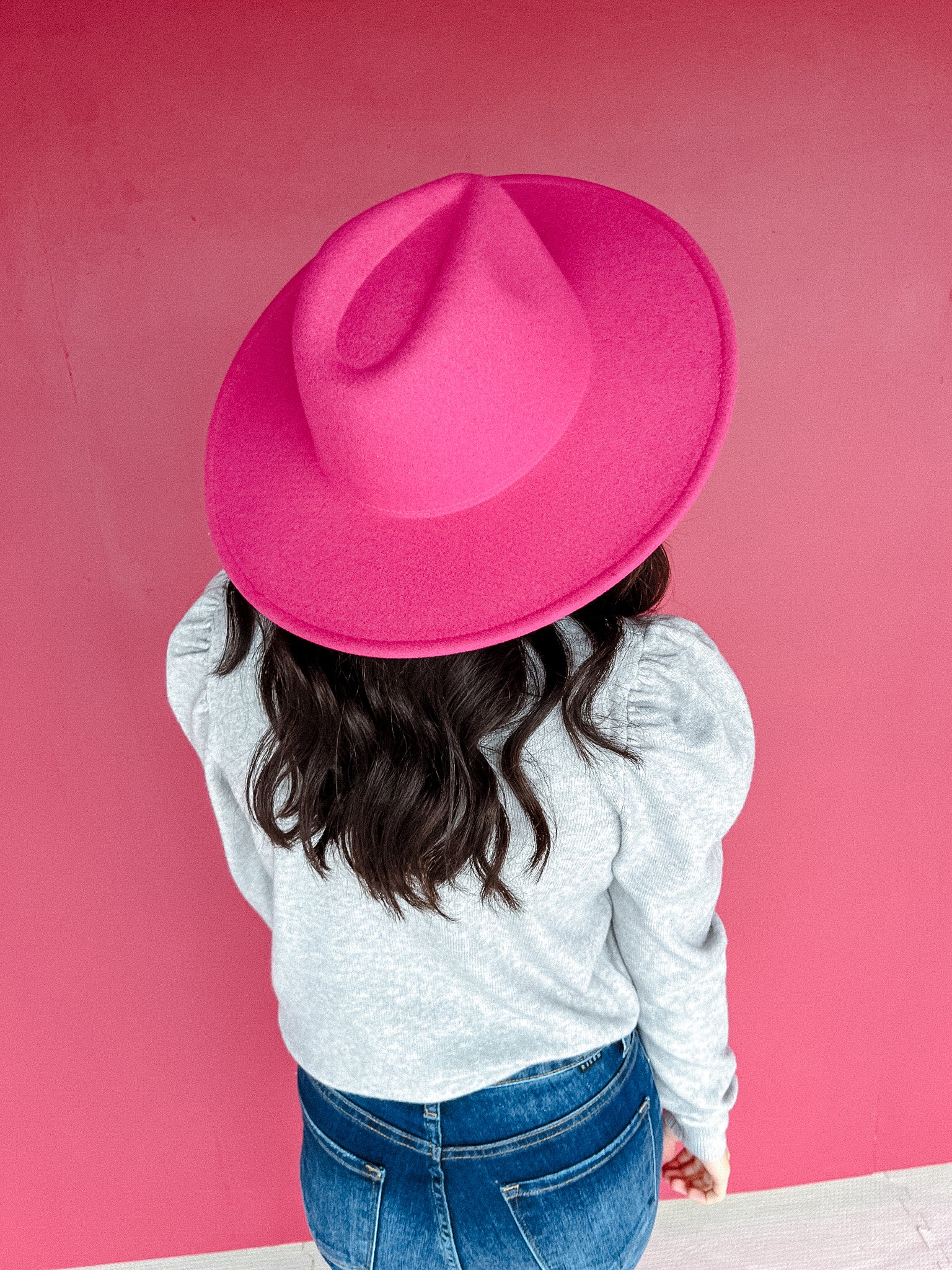 Willow Wide Brim Felt Hat - Fuchsia