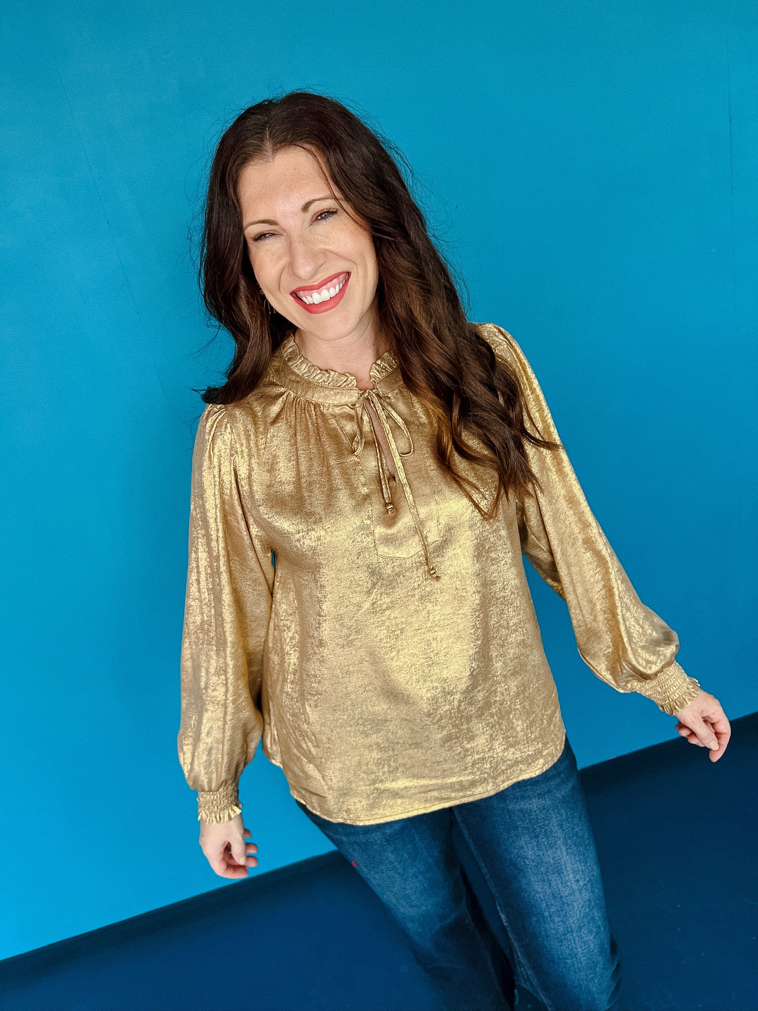 Cece Shimmer Top - Gold