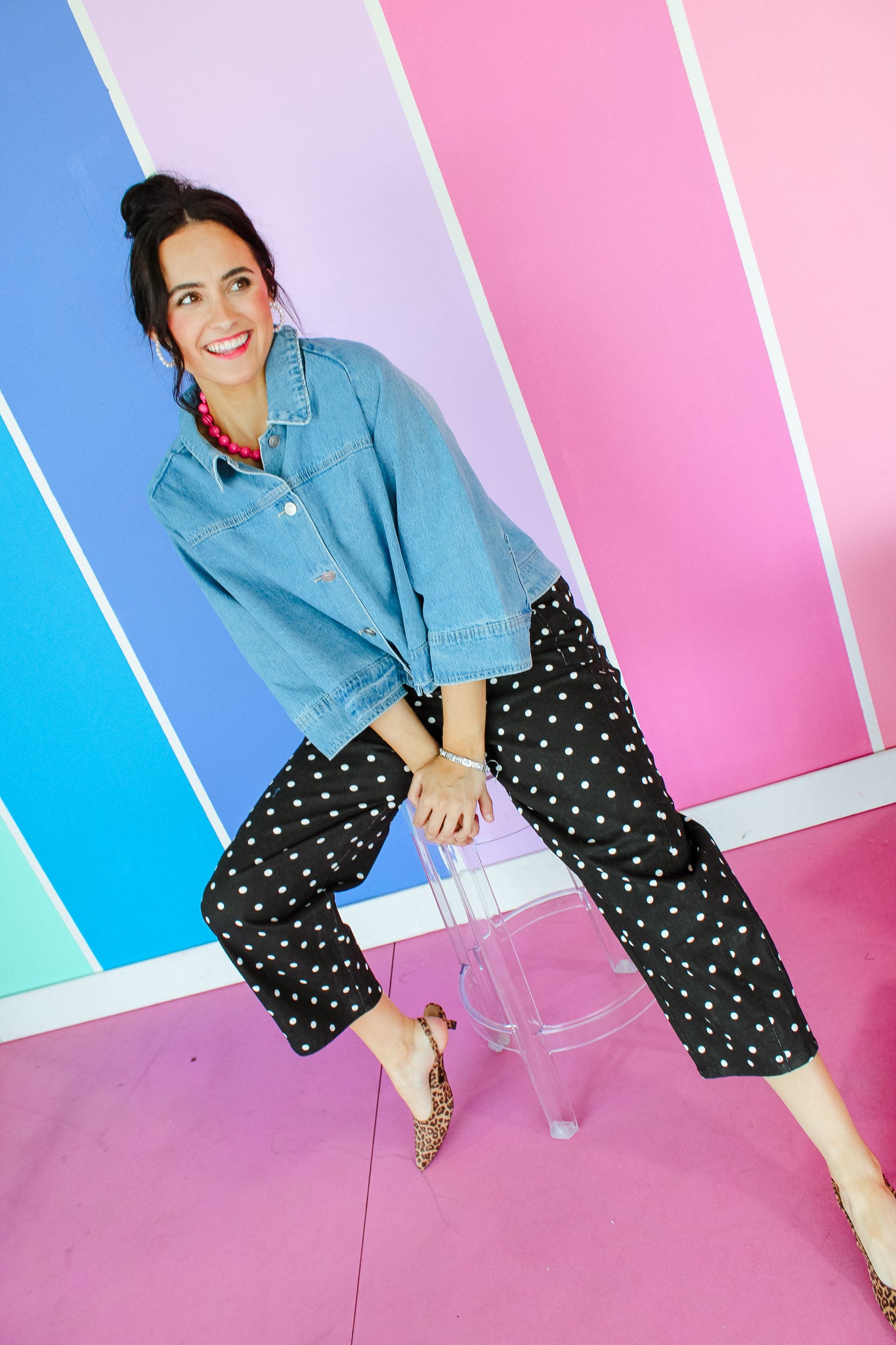 Marcella High-rise Dotted Denim Pants