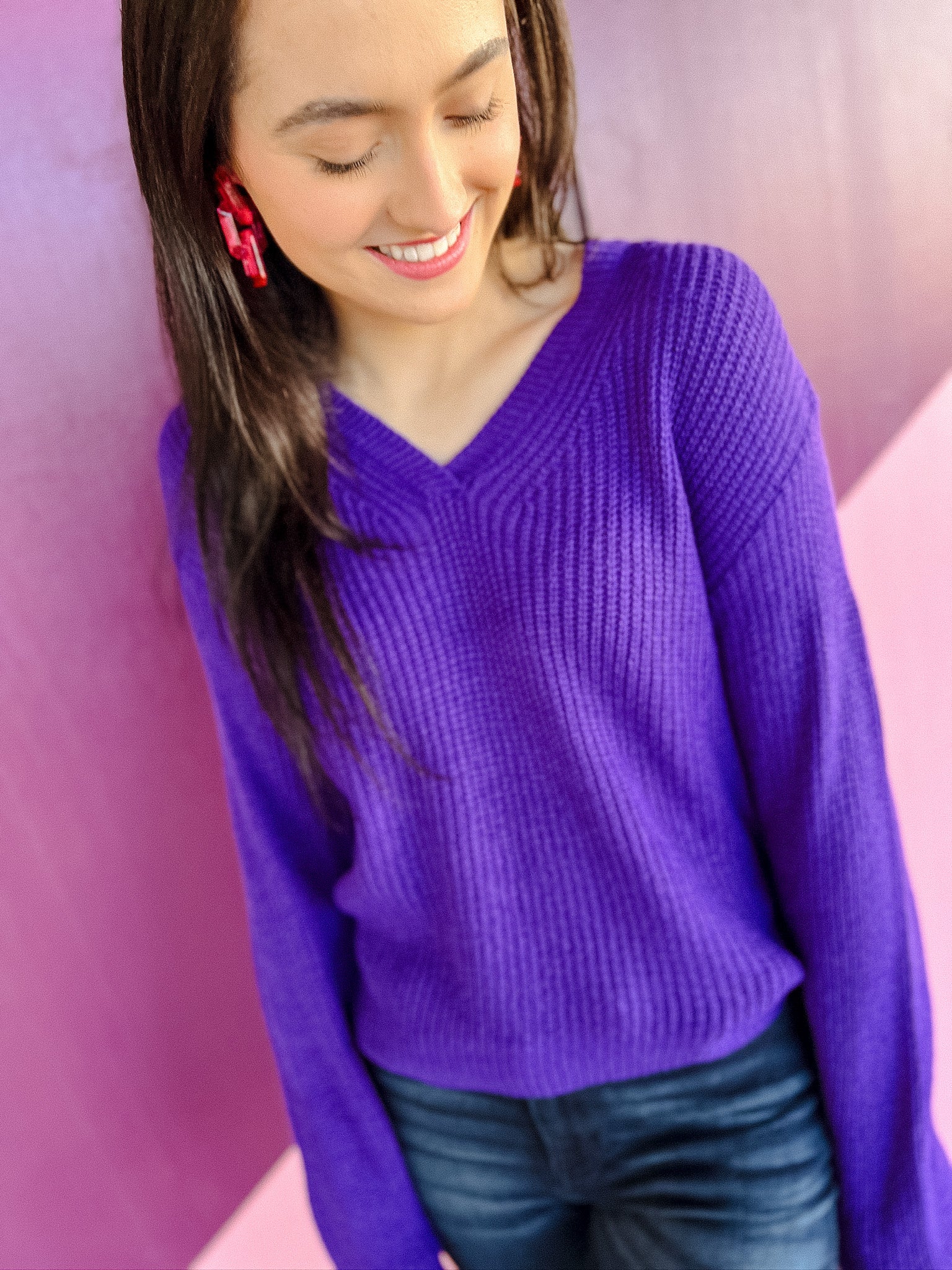 Faith V-Neck Sweater - Royal Purple