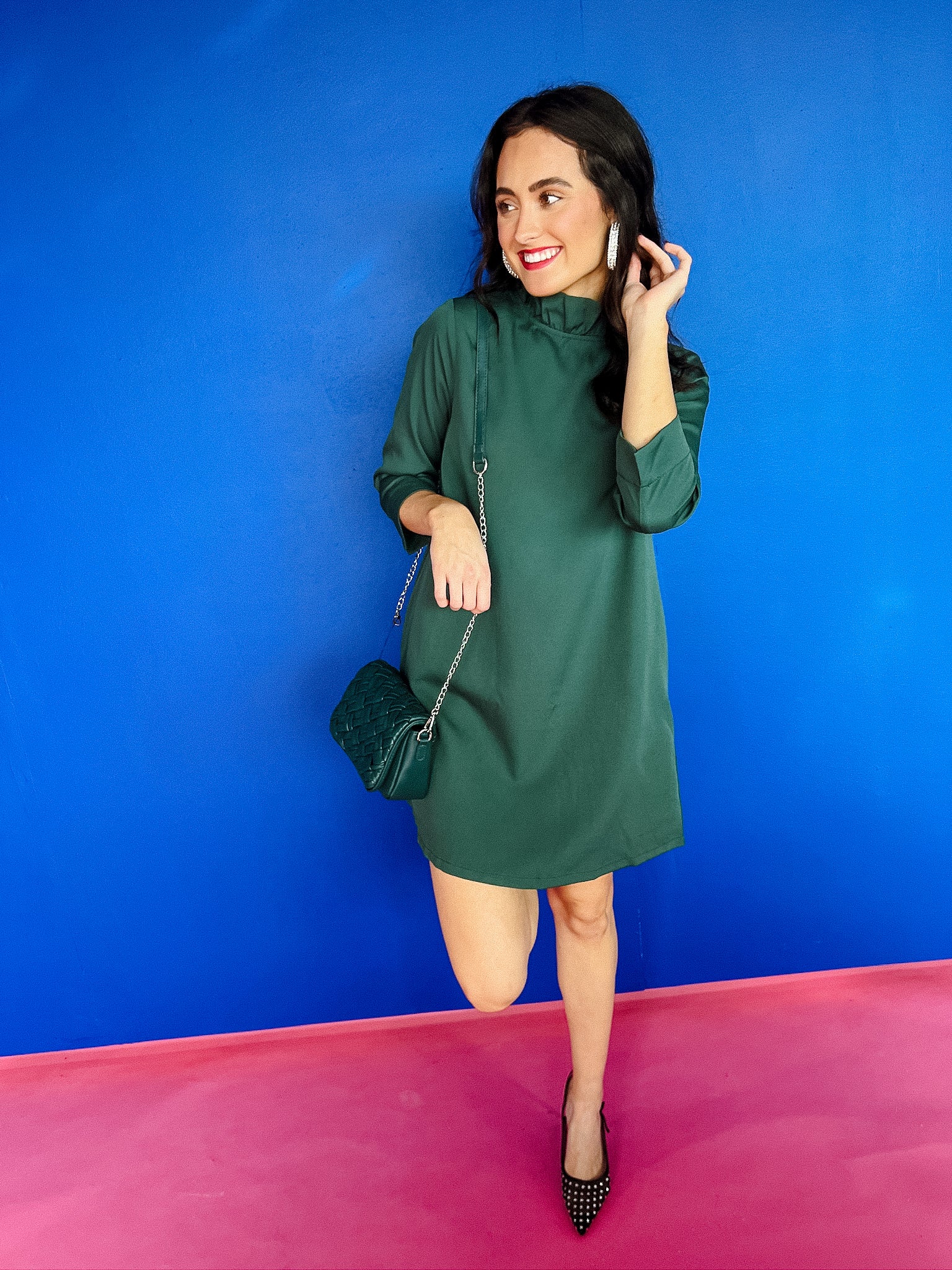 Lola Shift Dress - Pine/Forest Green