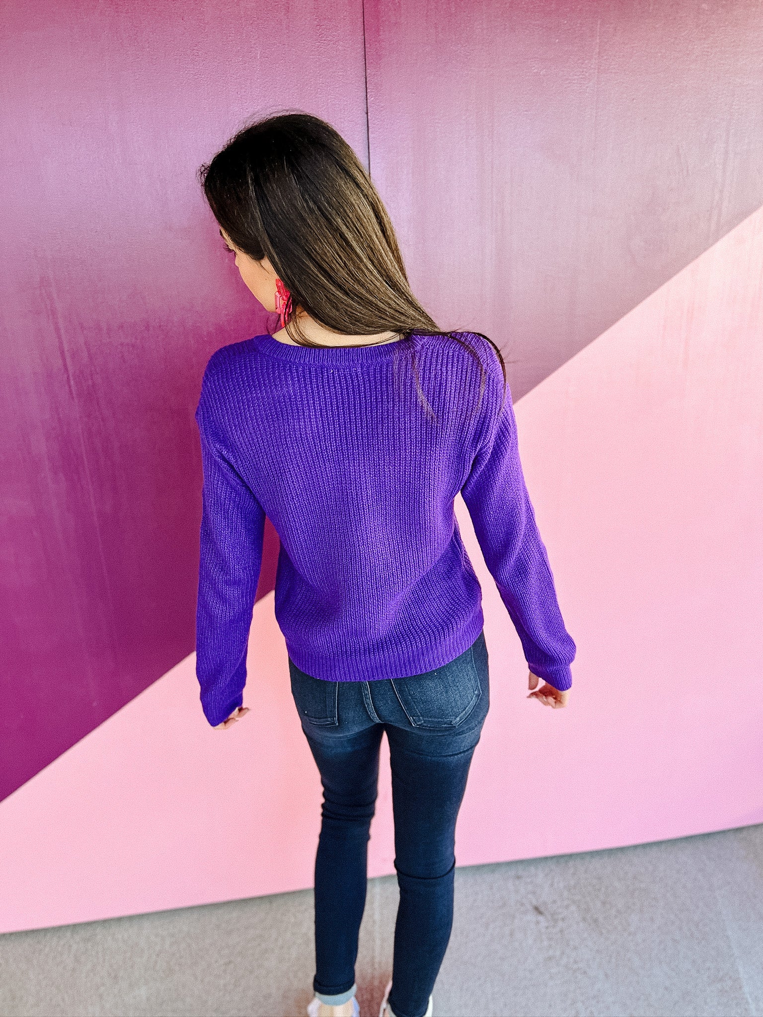 Faith V-Neck Sweater - Royal Purple