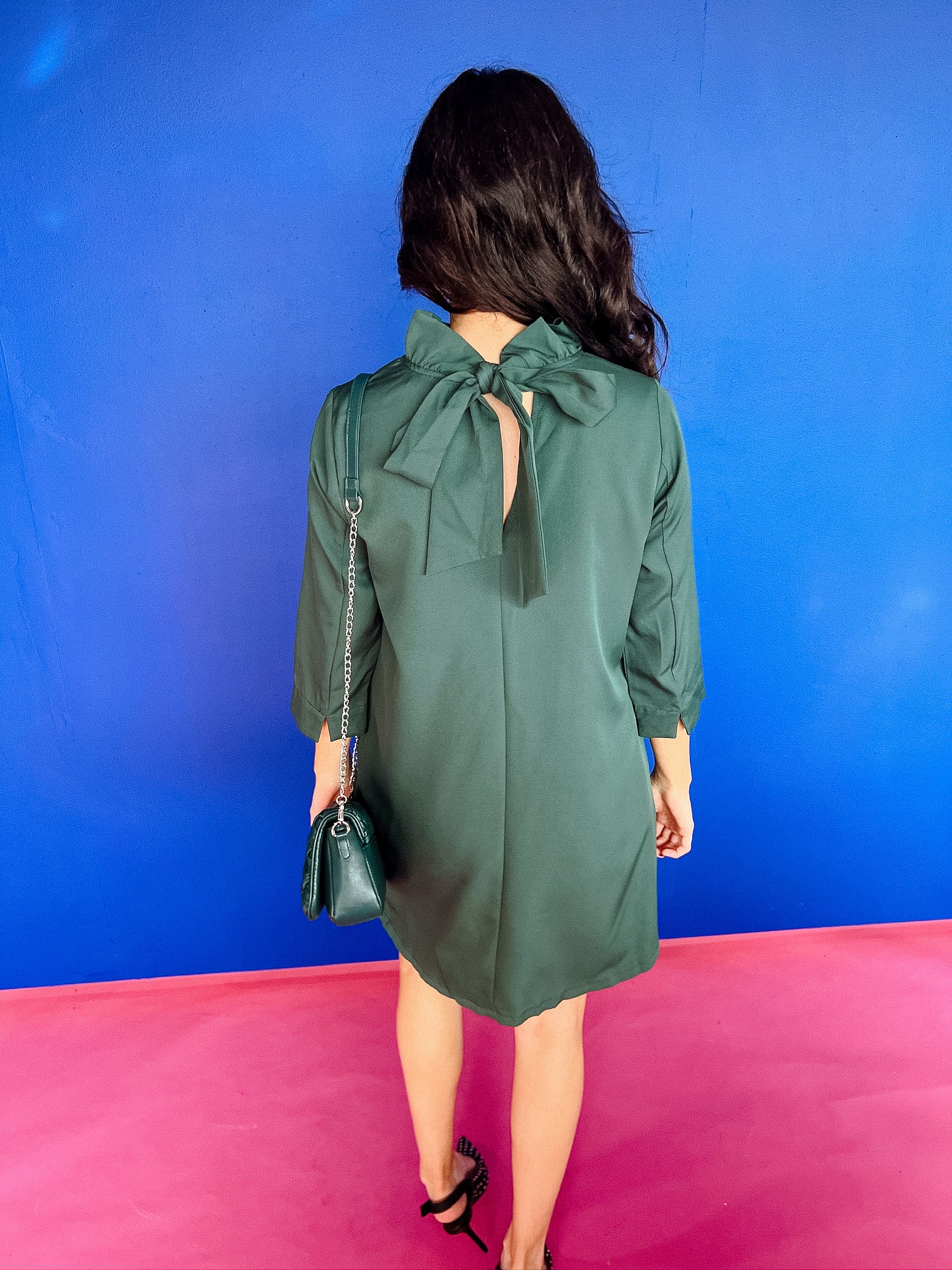 Lola Shift Dress - Pine/Forest Green