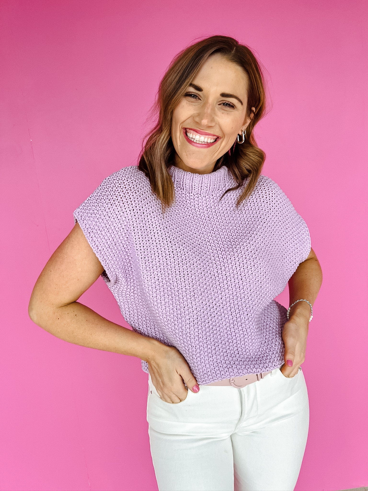 Hallie Drop Shoulder Sweater - Lavender