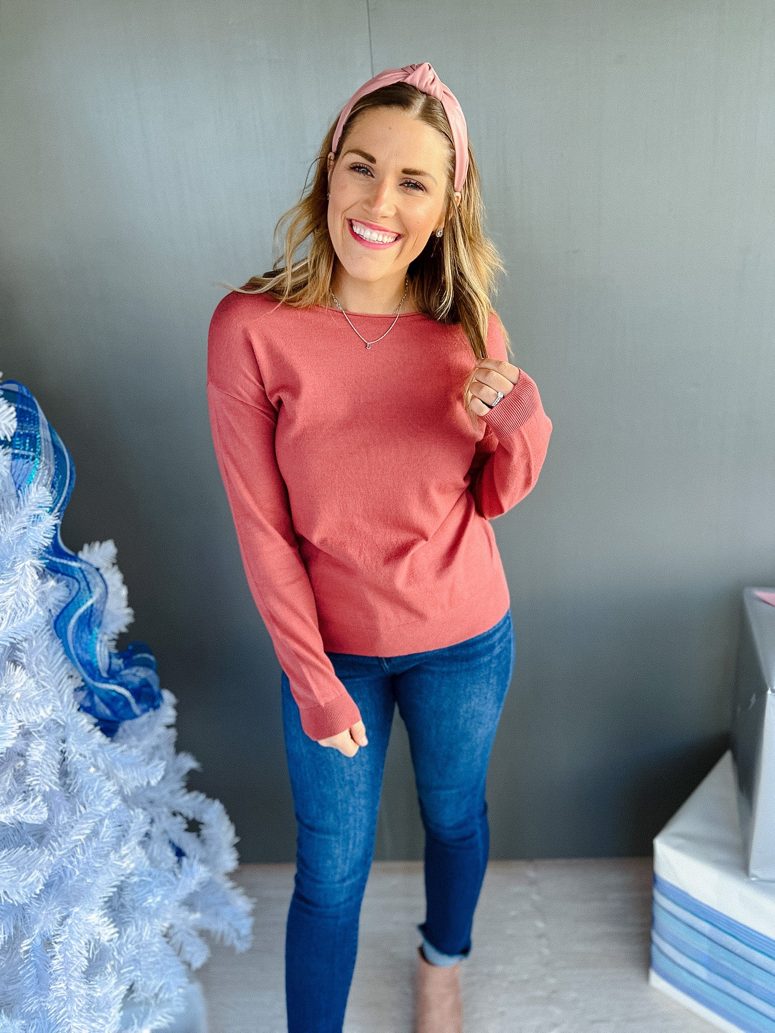 Kara Scoop Neck Sweater - Dark Musk Pink