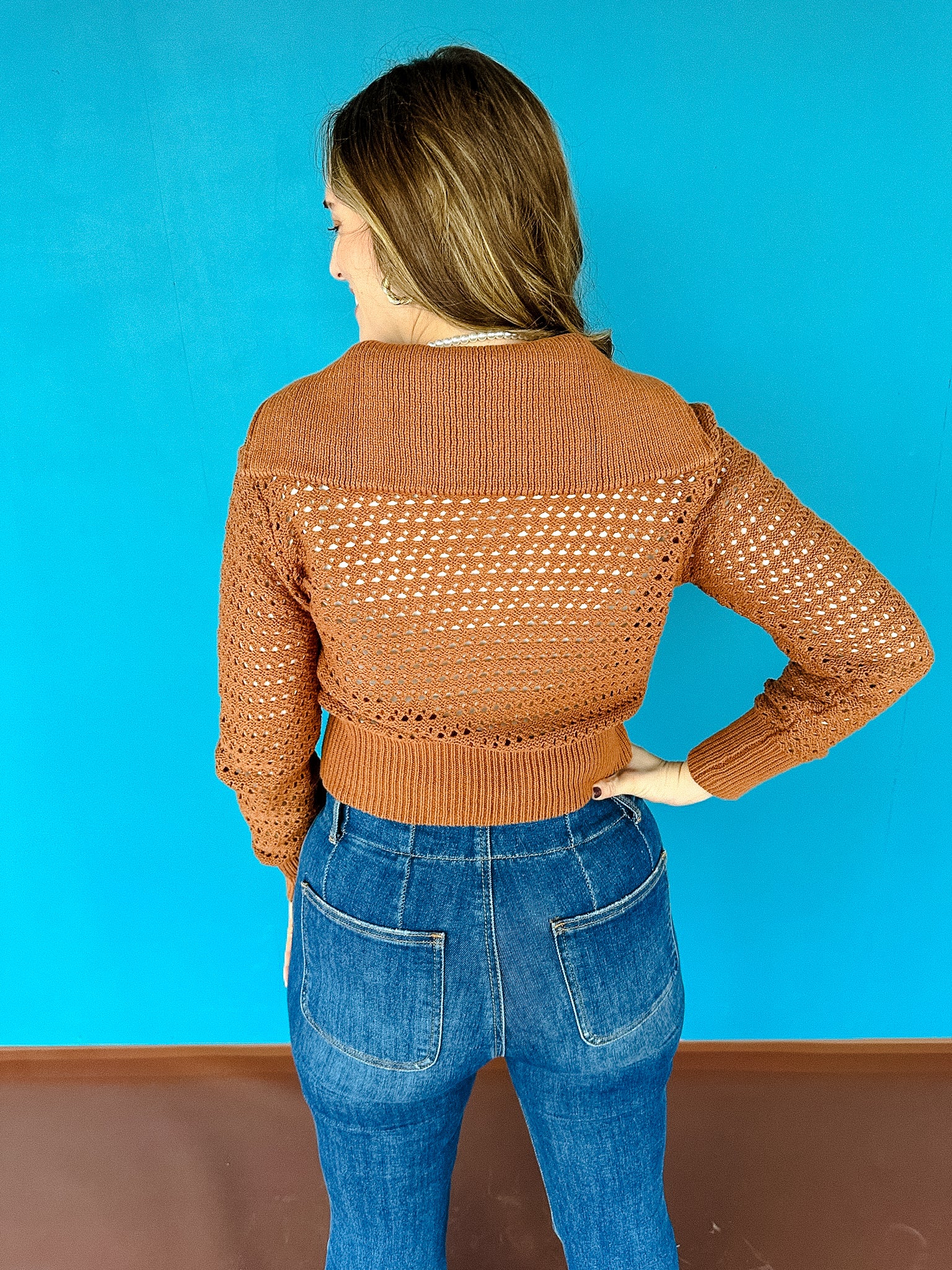 Macy Zip Up Sweater - Caramel