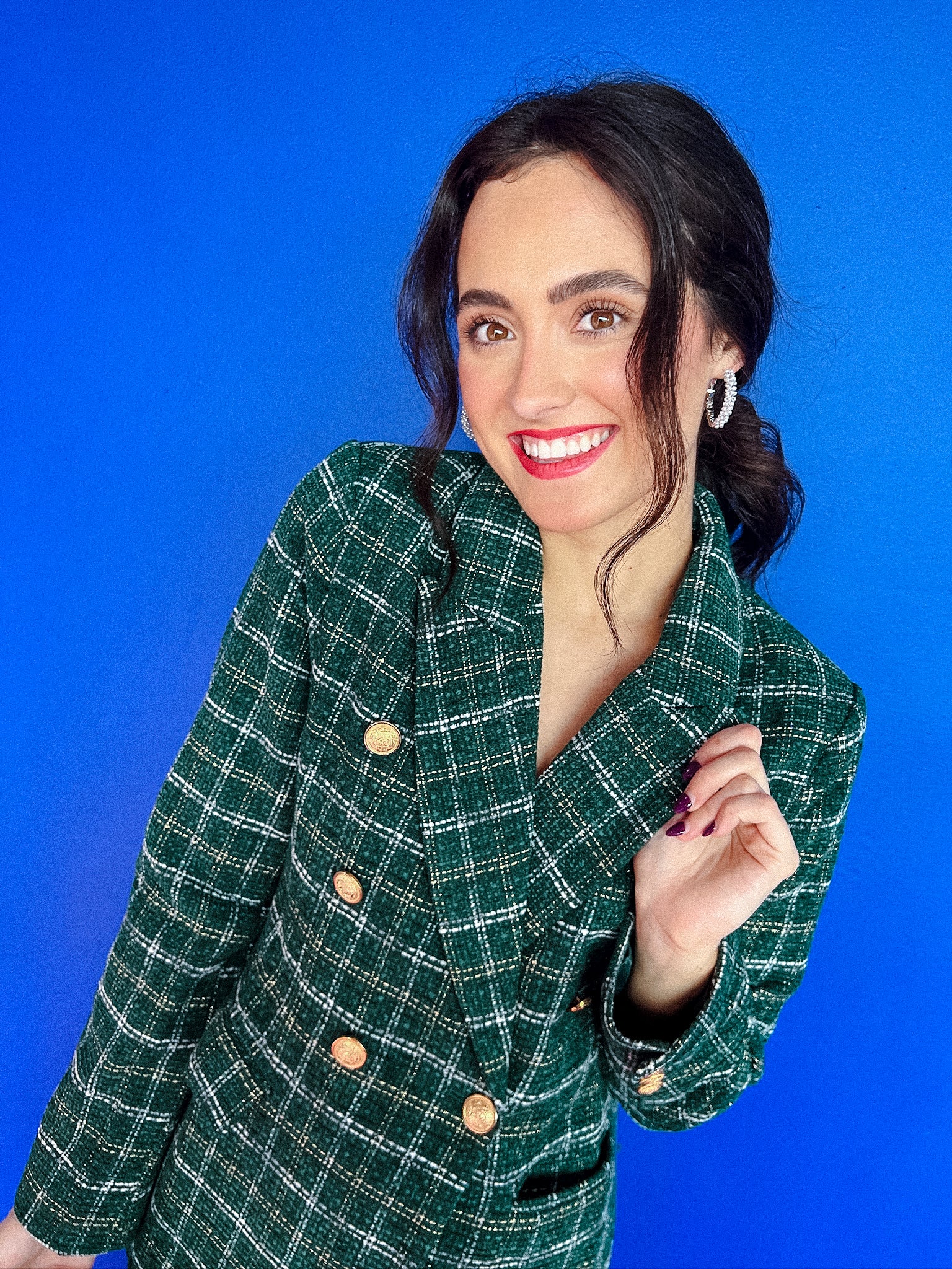 Olsen Tweed Blazer - Pine/Forest Green