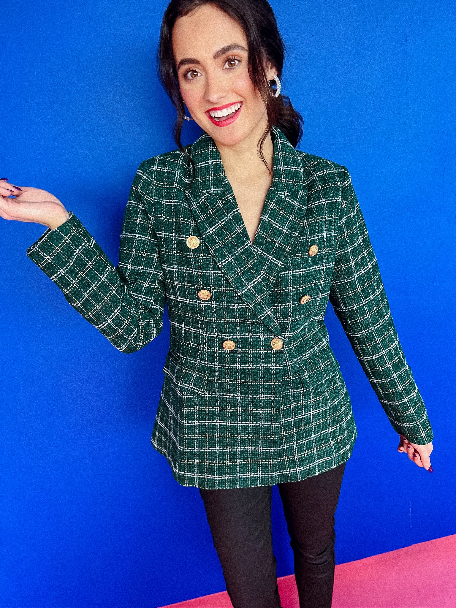 Olsen Tweed Blazer - Pine/Forest Green