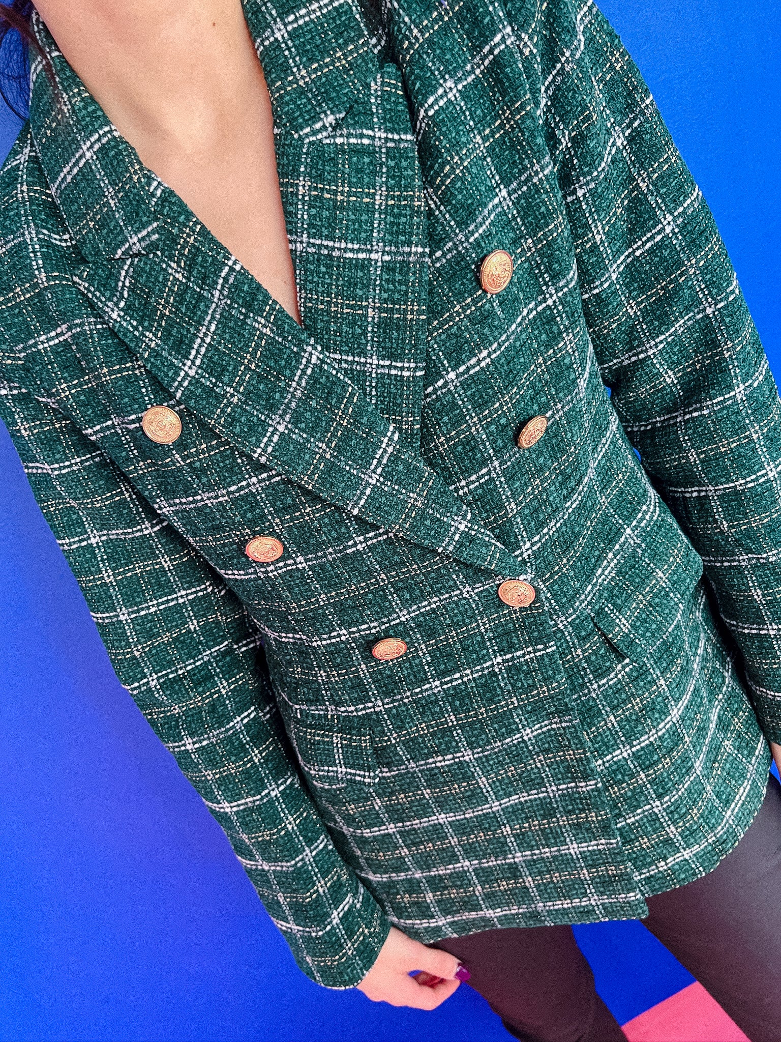 Olsen Tweed Blazer - Pine/Forest Green