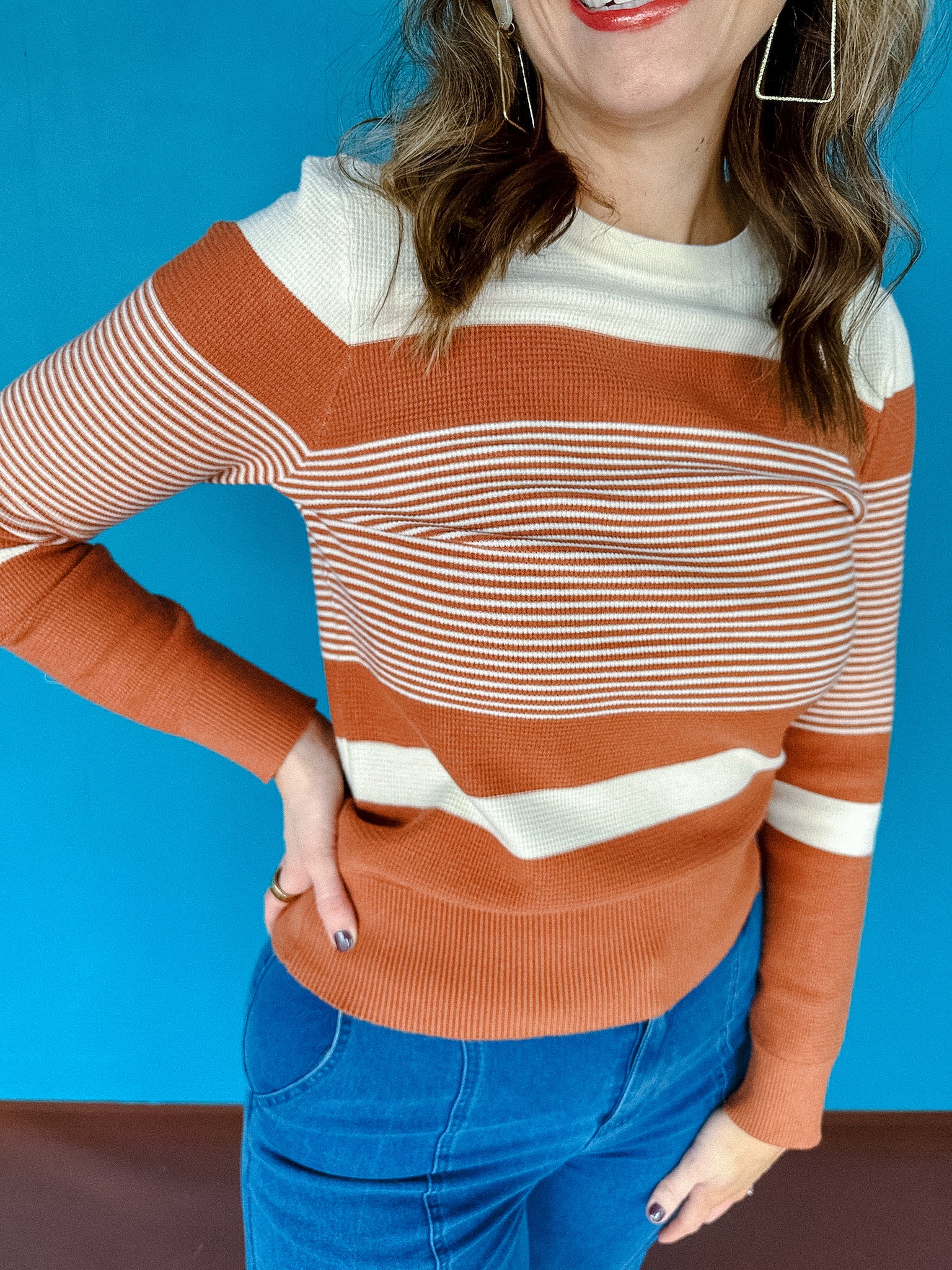 Suzie Colorblock Sweater - Rust + Oyster