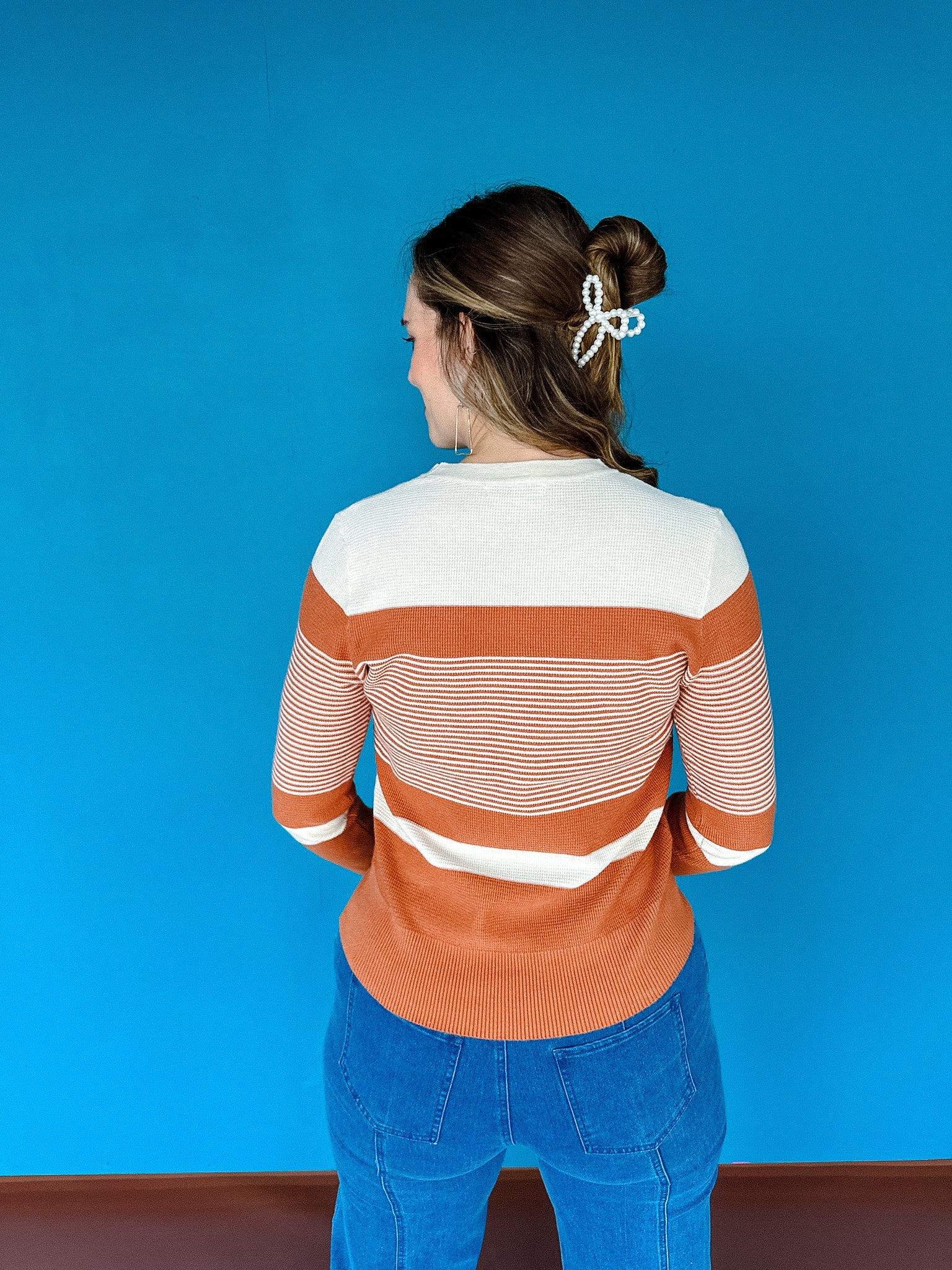 Suzie Colorblock Sweater - Rust + Oyster