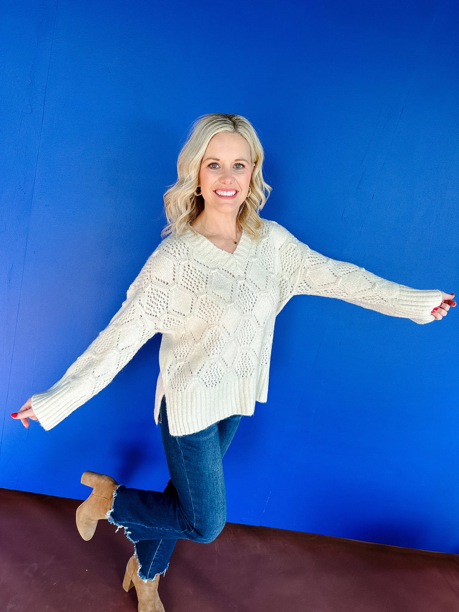 Aubrie V-Neck Sweater - Oatmeal