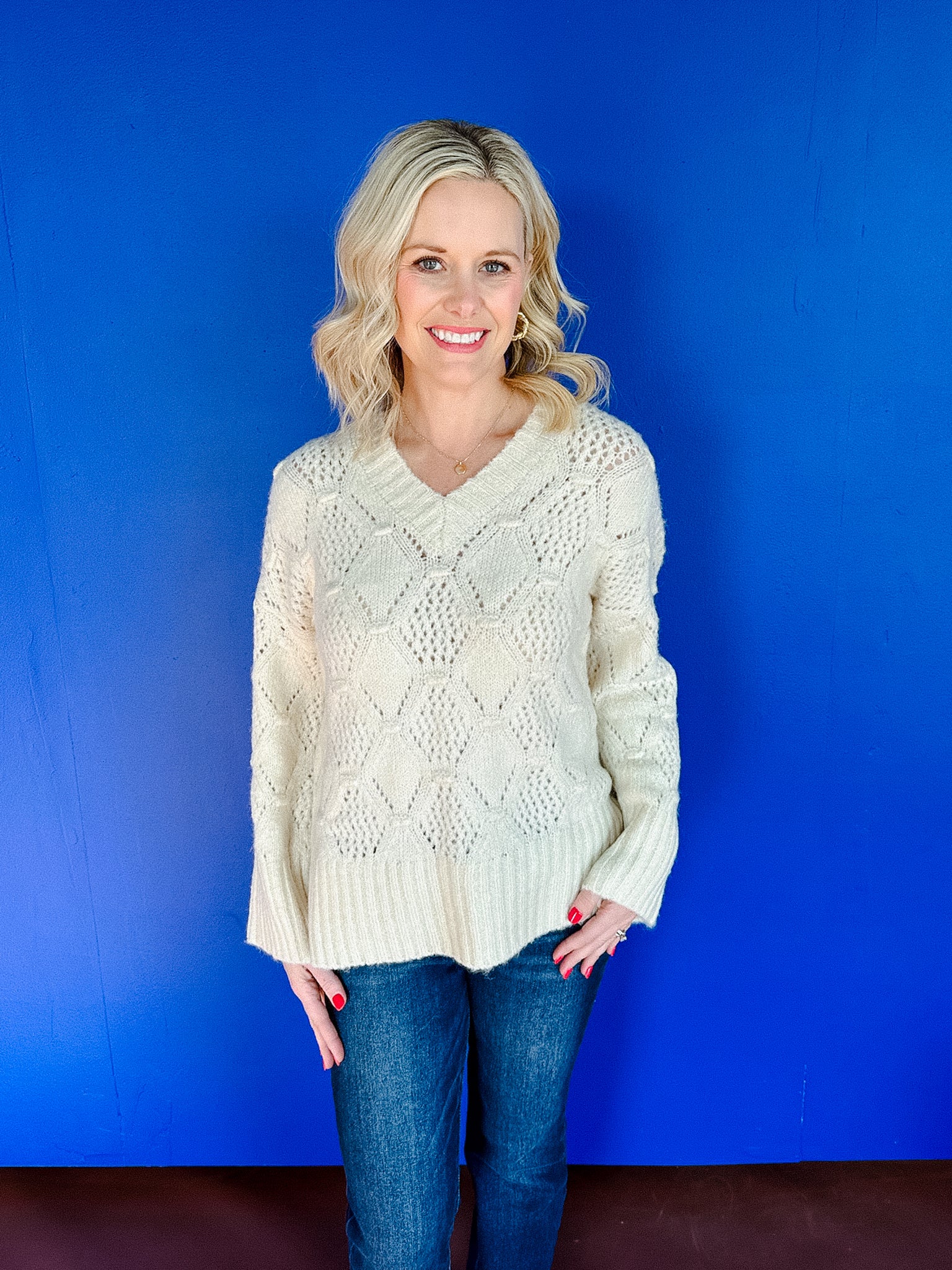 Aubrie V-Neck Sweater - Oatmeal