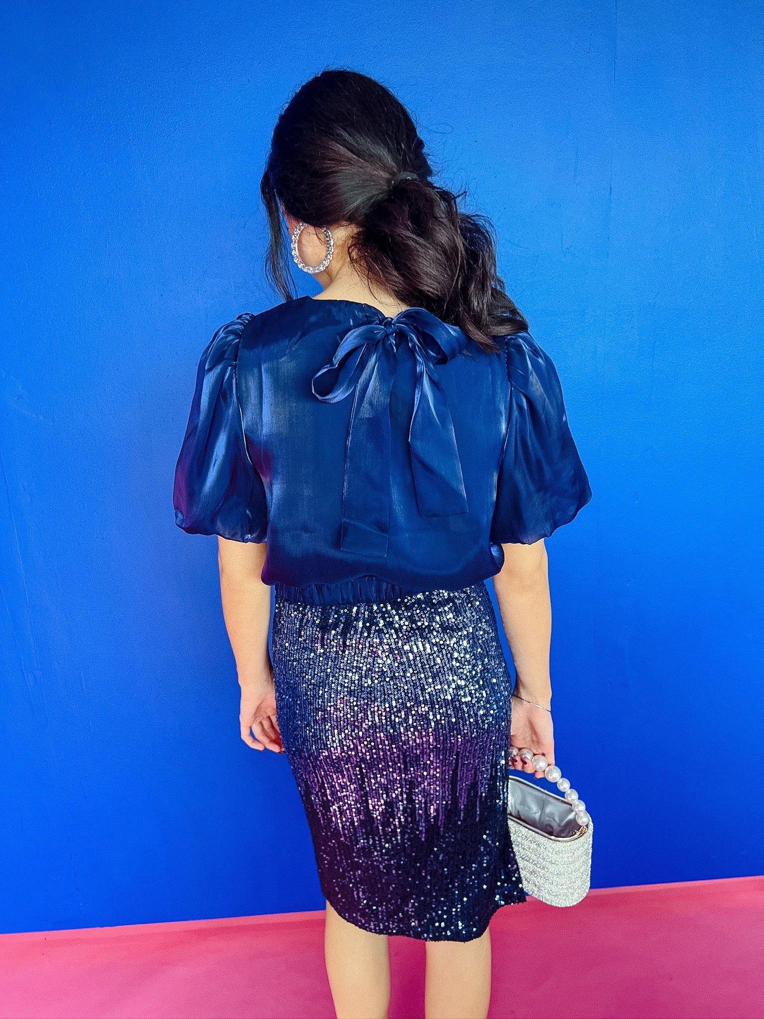 Sweet Surprise Sequin Skirt - Navy