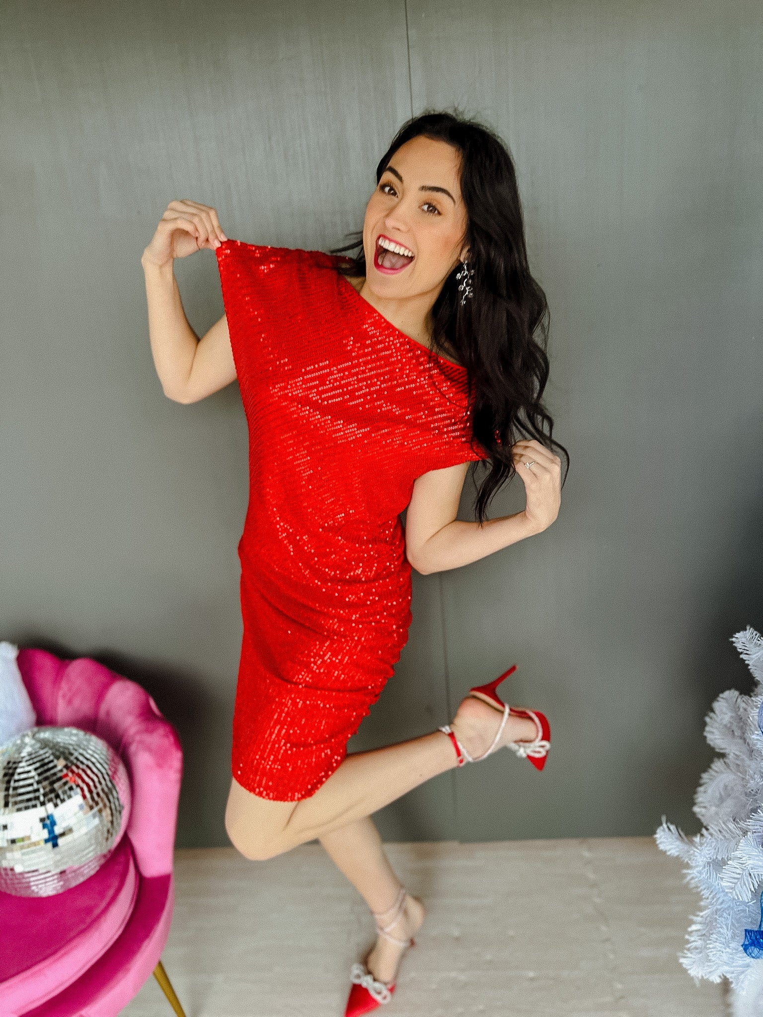Ready or Not Sequin Mini Dress - True Red