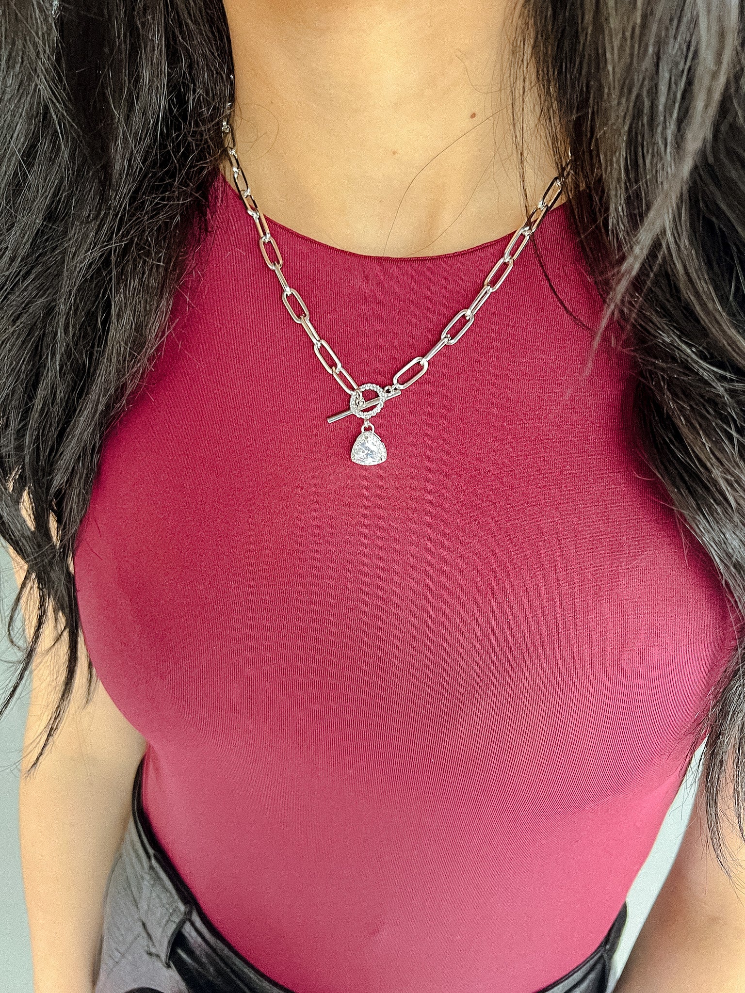 [Treasure Jewels] Bristowe Triangle Crystal Necklace - Silver