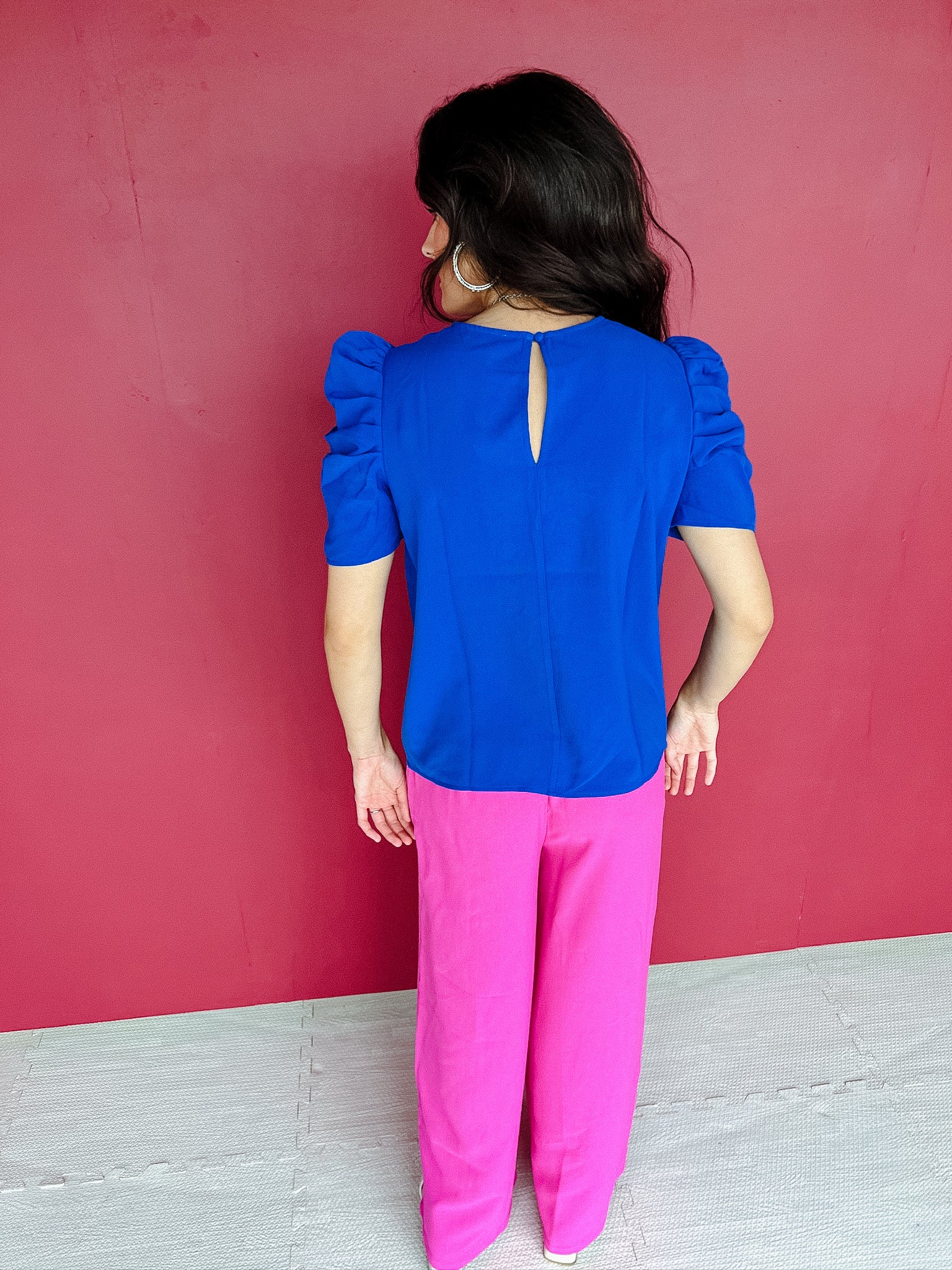 Made You Look Puff Sleeve Top - Royal Blue