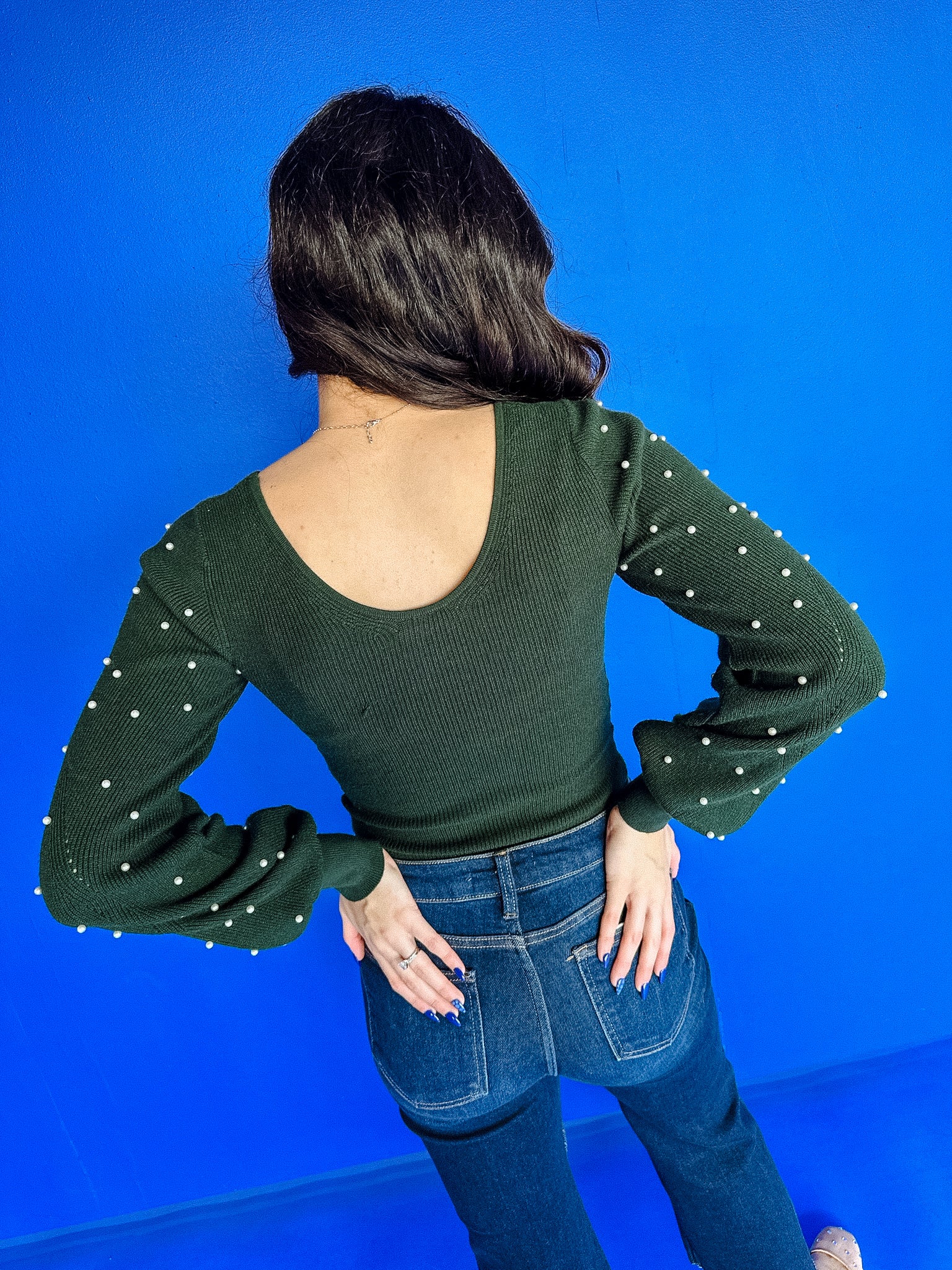 Alana Pearl Sweater Bodysuit -Dark Pine/Forest