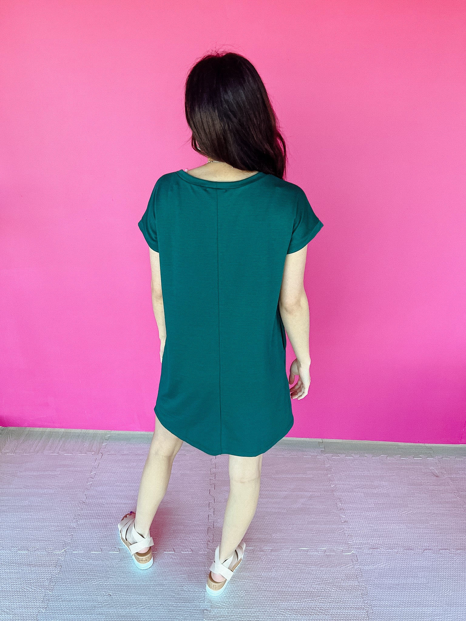 Drew T-Shirt Dress - Pine/Forest Green