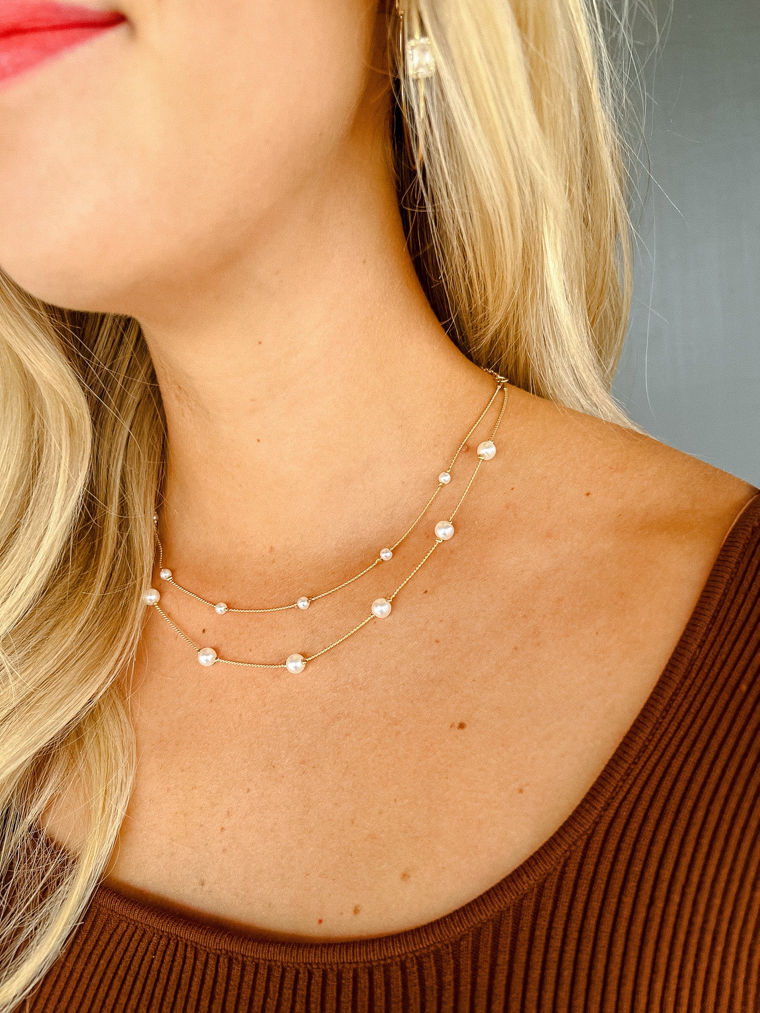 Holiday Season Pearl Necklace - Gold + Pearl