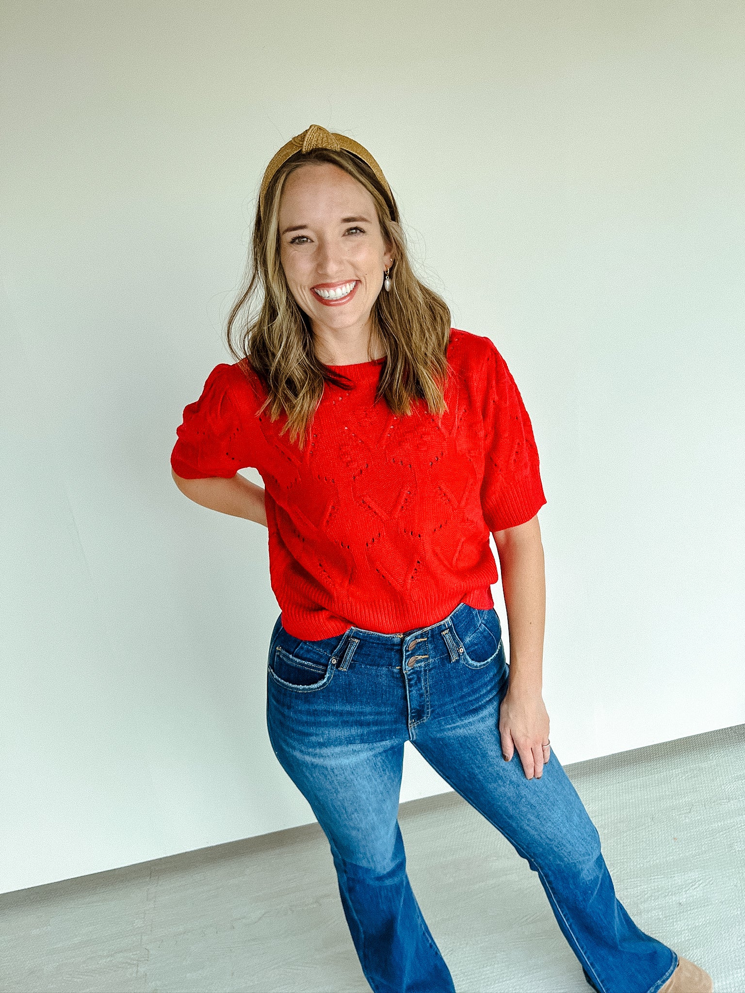 Kenya Short Sleeve Sweater - True Red