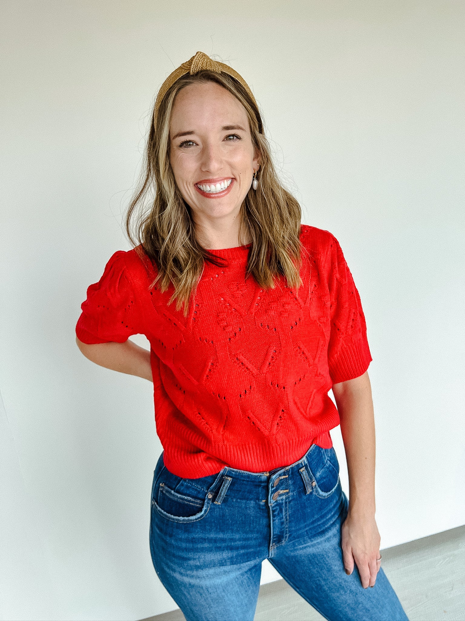 Kenya Short Sleeve Sweater - True Red