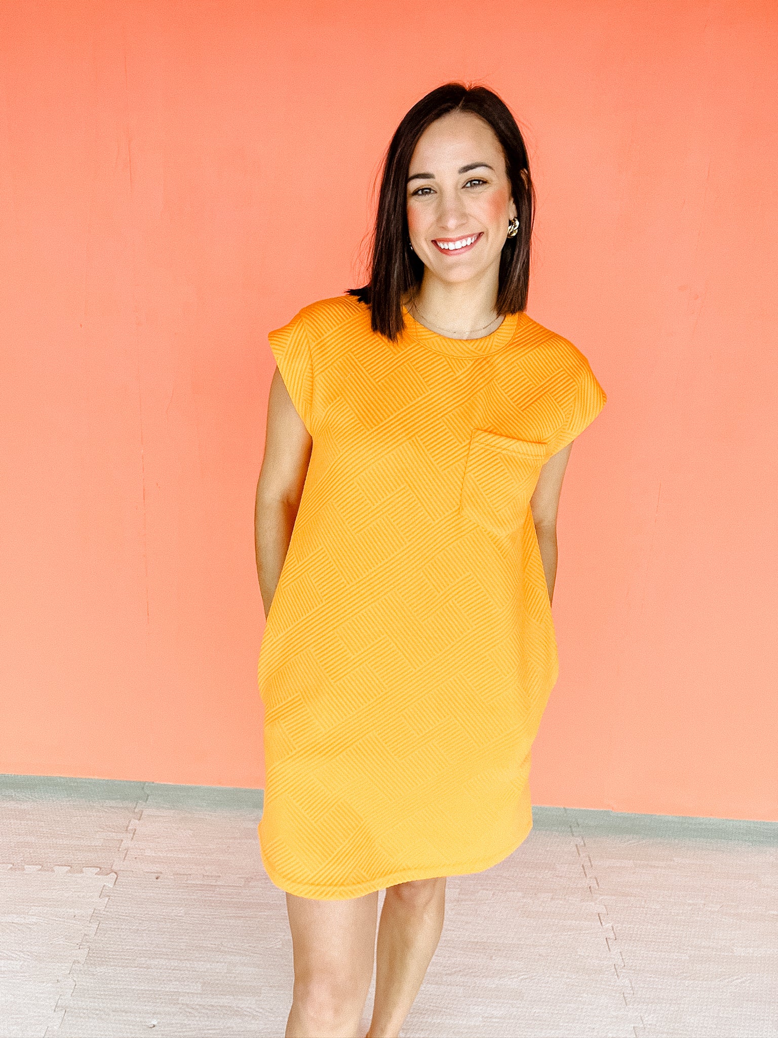 Audrey Textured Dress - Saffron