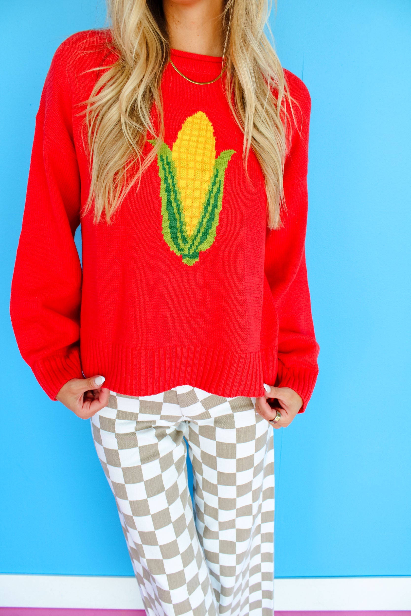 [MyEllement Exclusive] Homegrown Corn Sweater - Warm Red