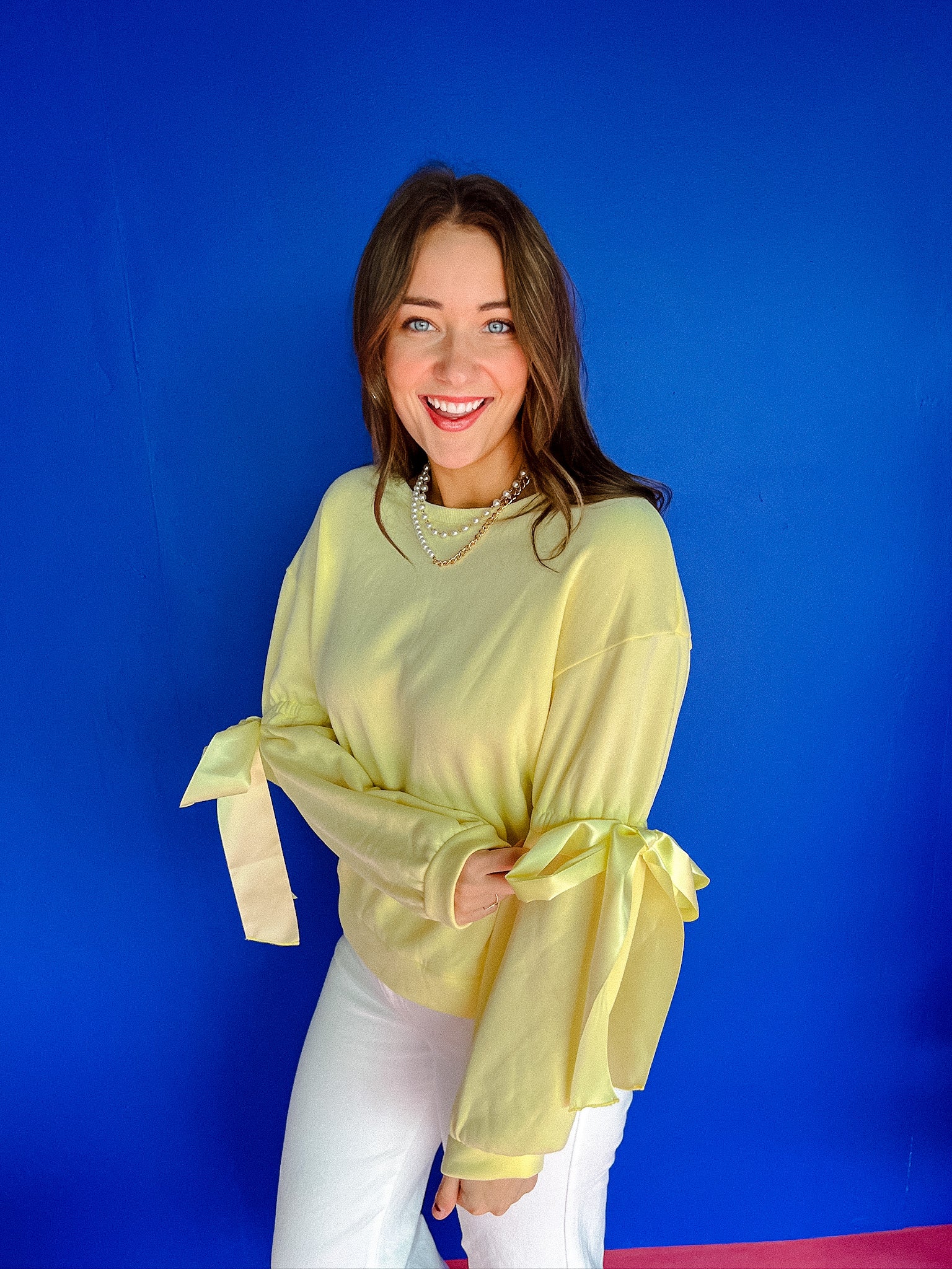 Cora Balloon Sleeve Sweatshirt - Canary