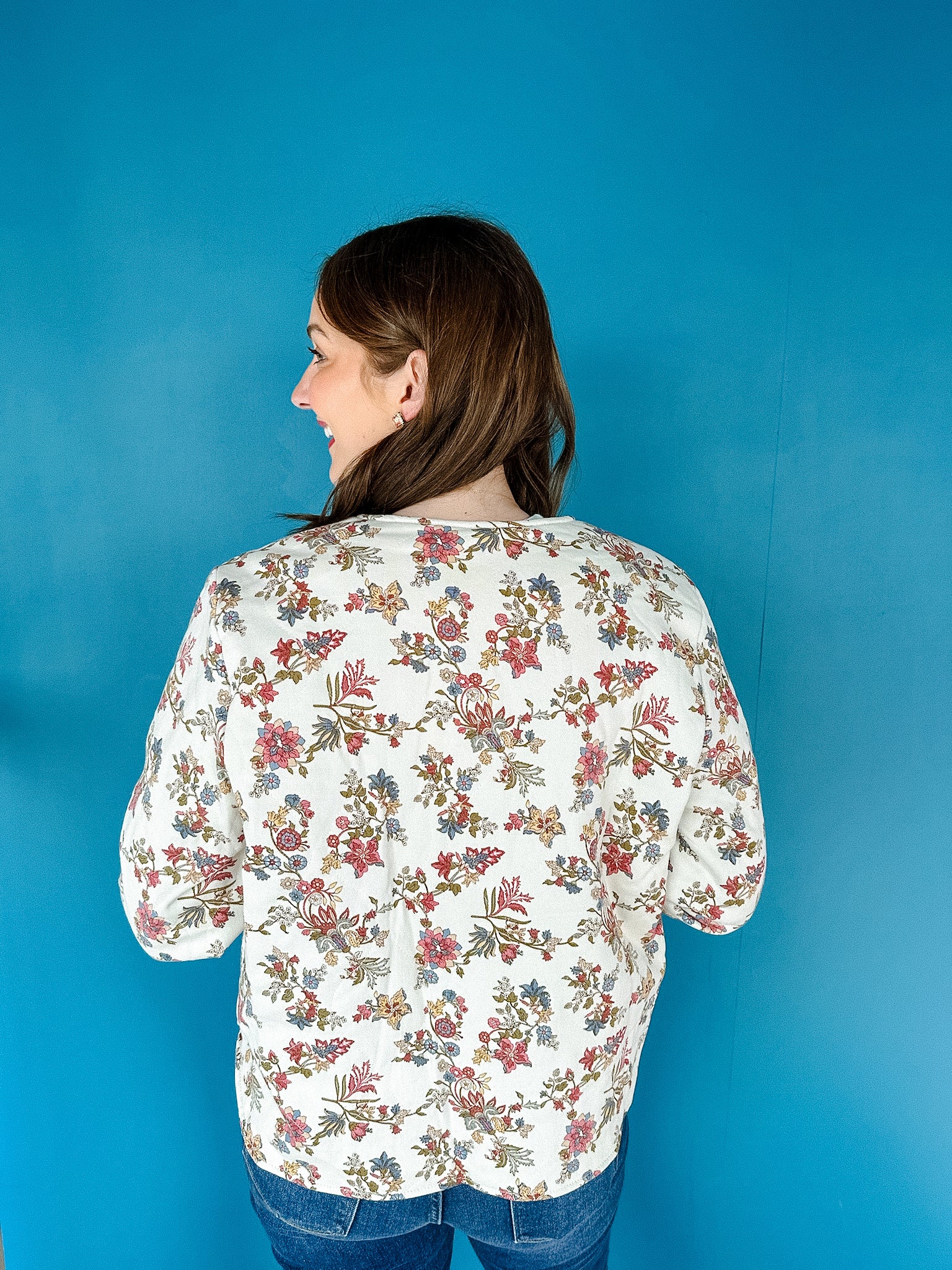 Reese Floral Quilted Jacket - Oyster + Olive + Chestnut