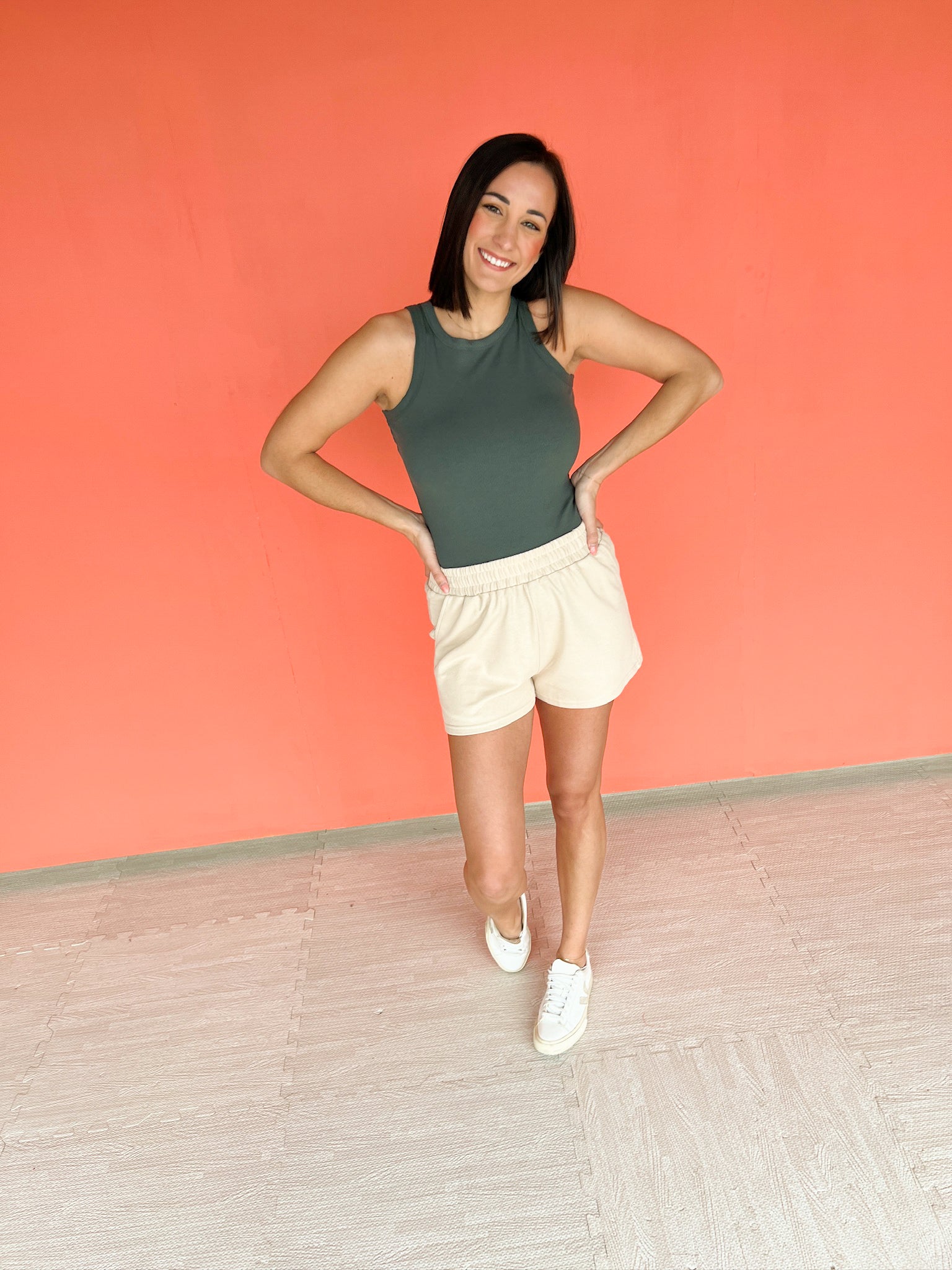Gabrielle Knit Shorts - Light Beige