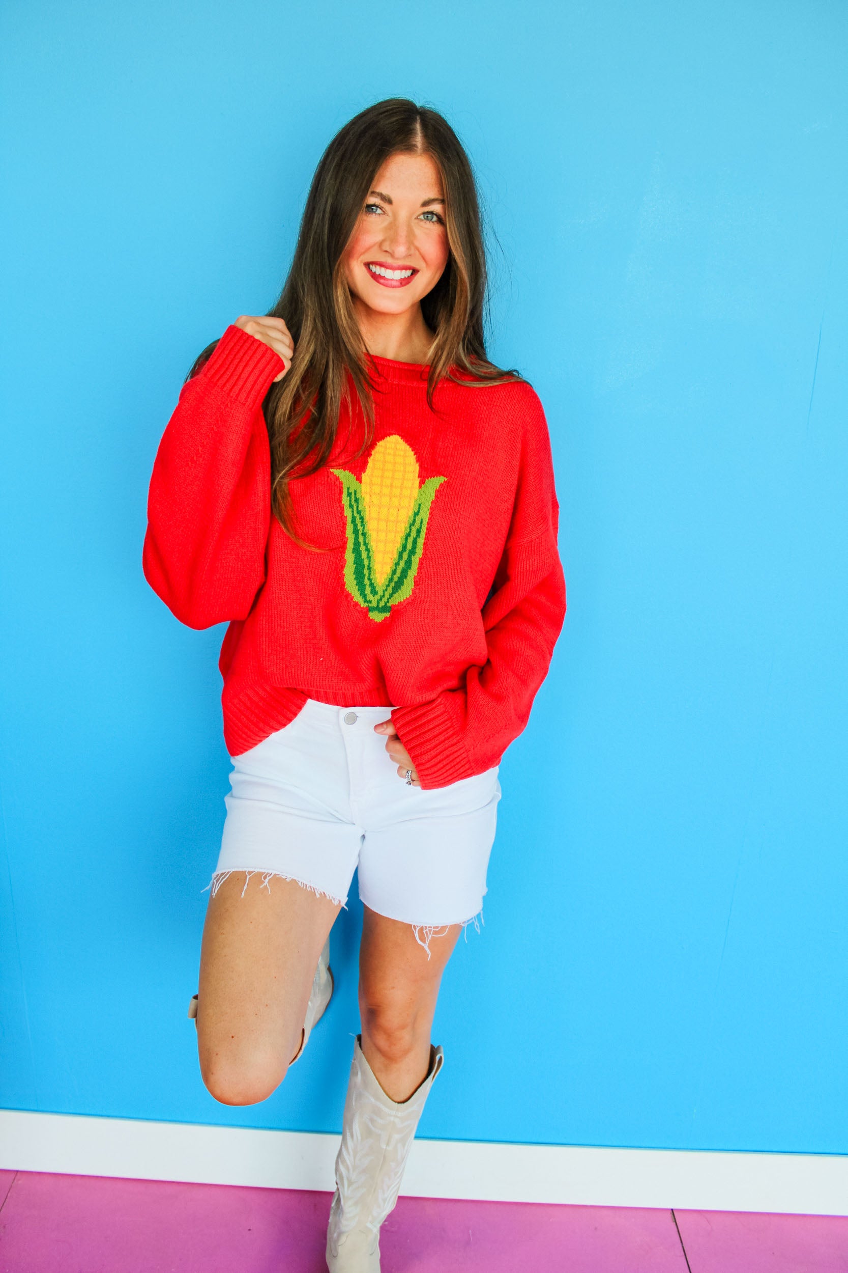 [MyEllement Exclusive] Homegrown Corn Sweater - Warm Red