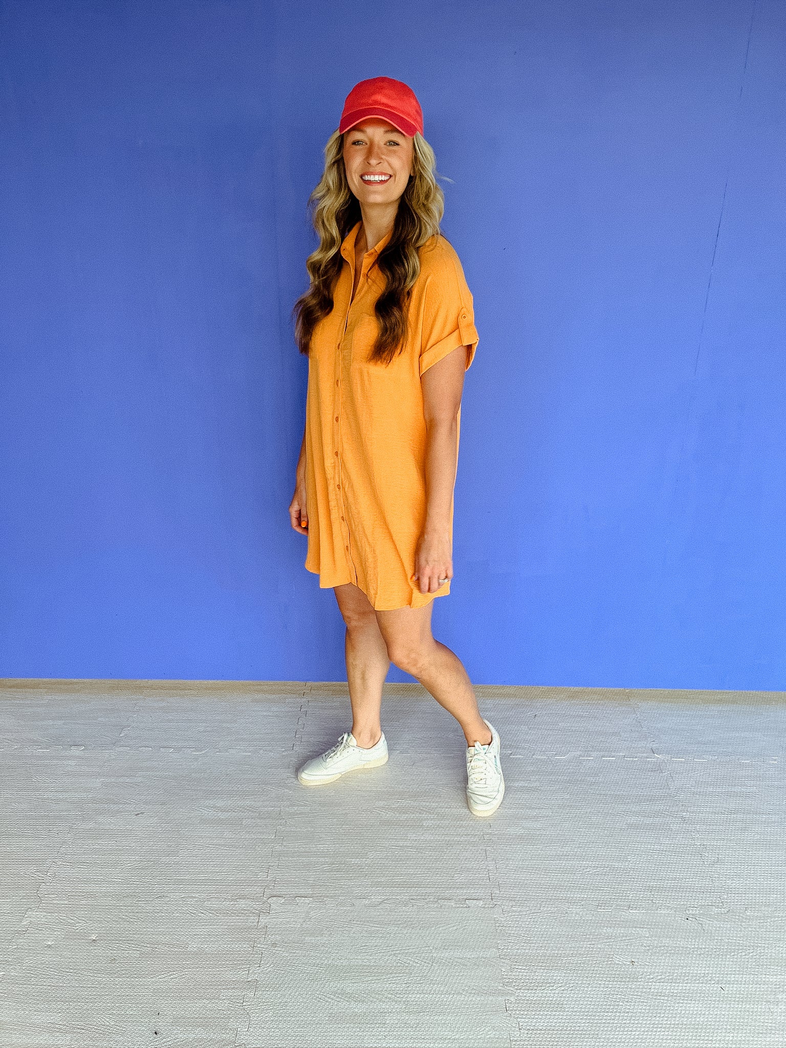 Jamie Button Up Dress - Muted Saffron