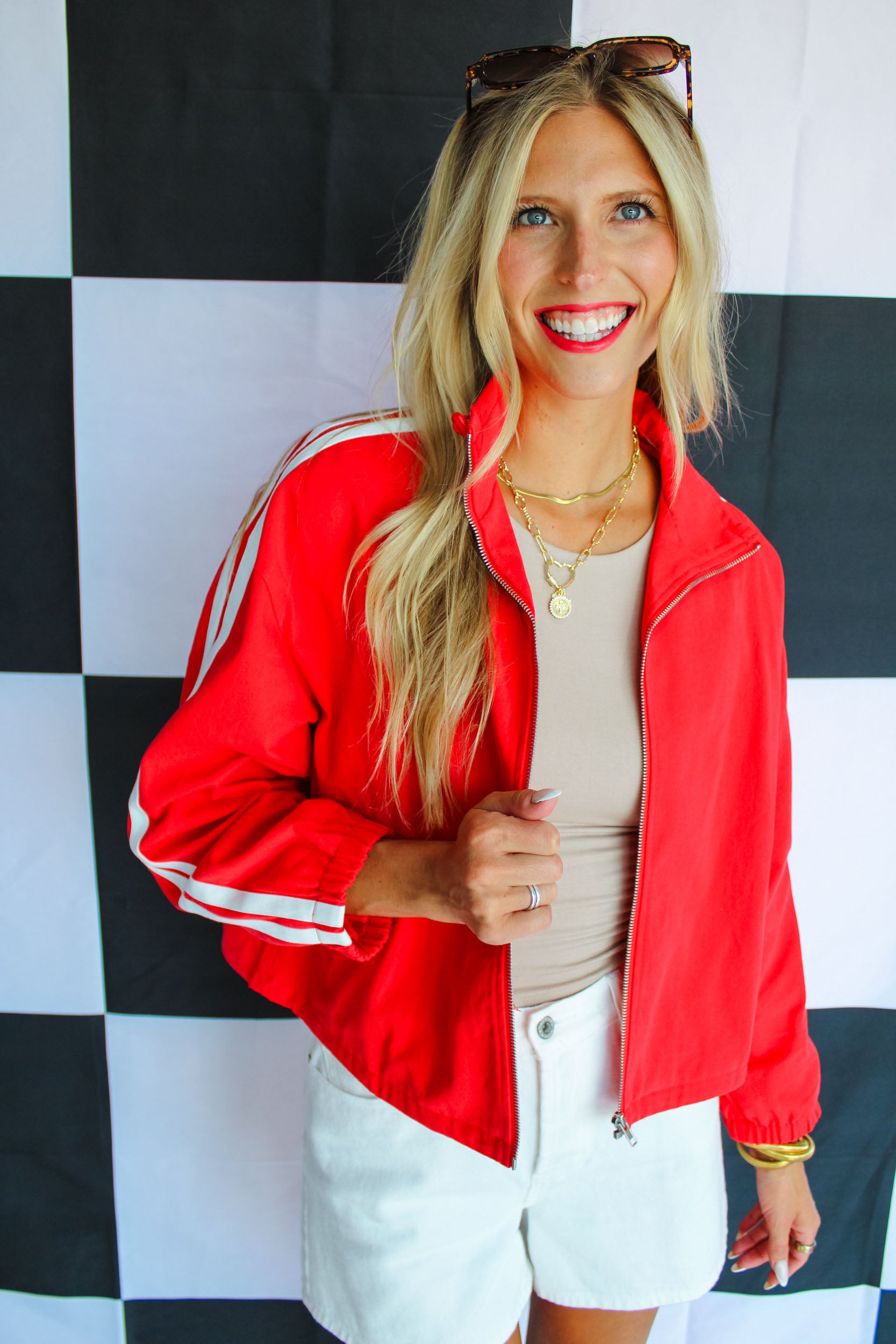 Red Alert Striped Jacket  - True Red