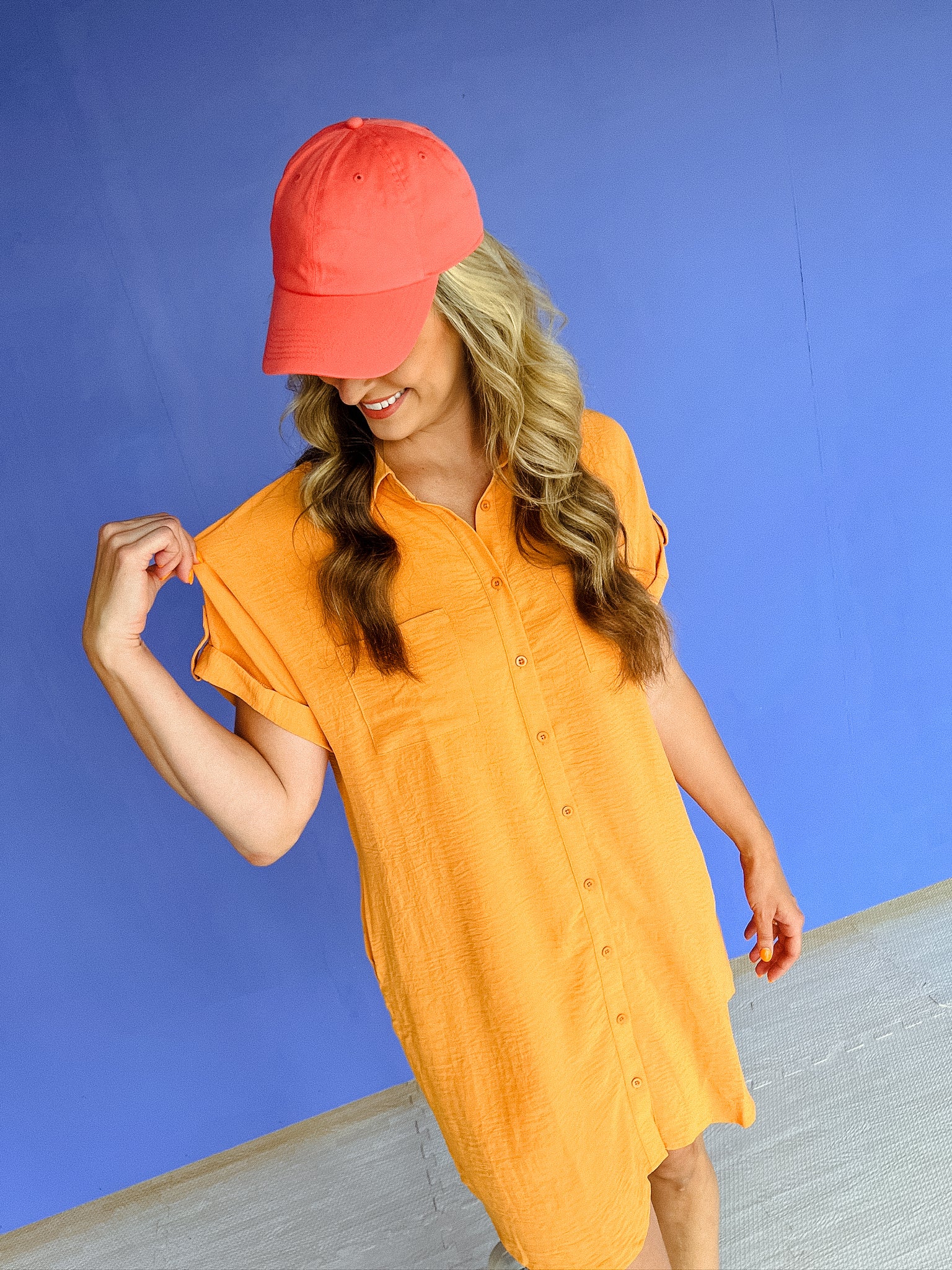 Jamie Button Up Dress - Muted Saffron