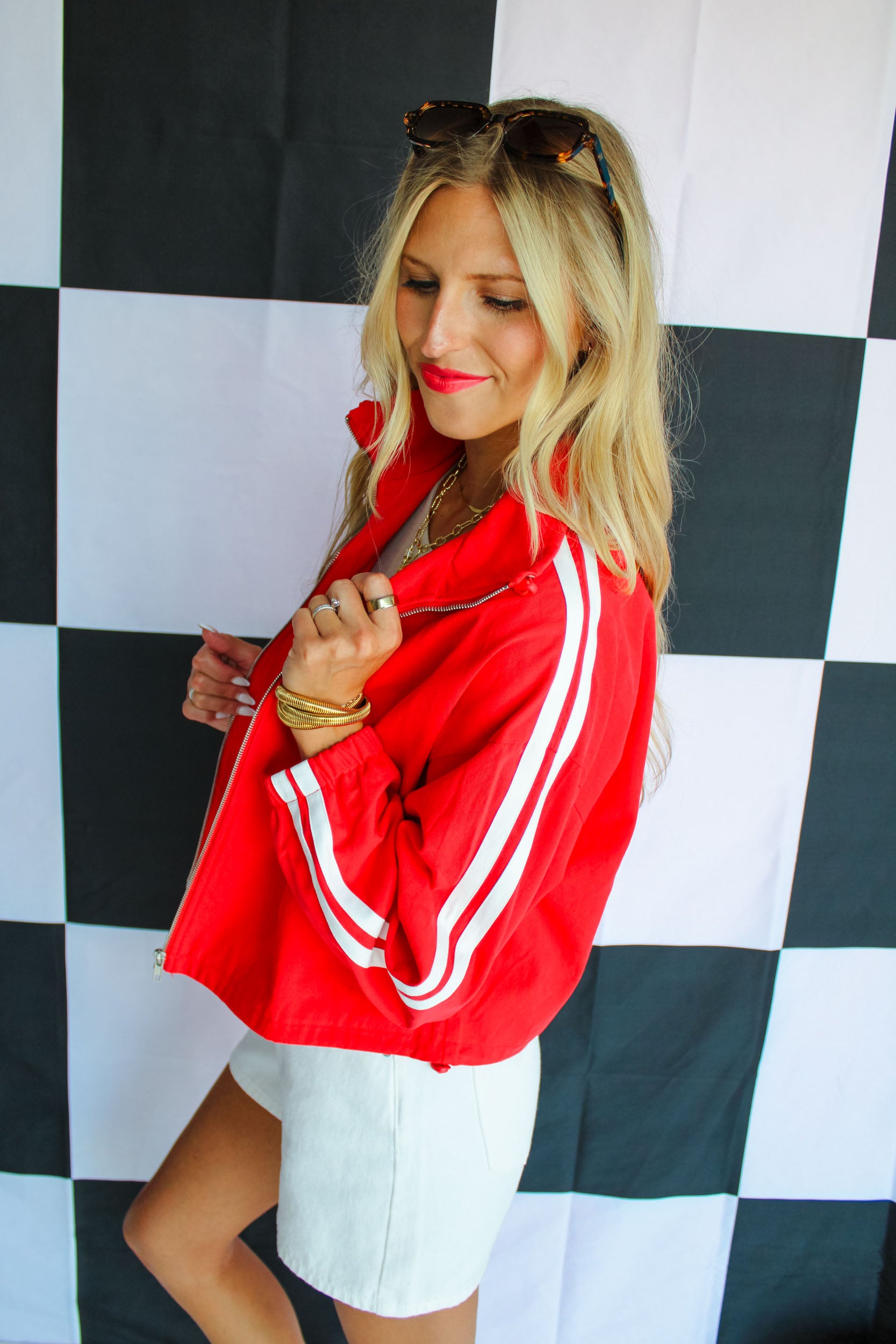 Red Alert Striped Jacket  - True Red
