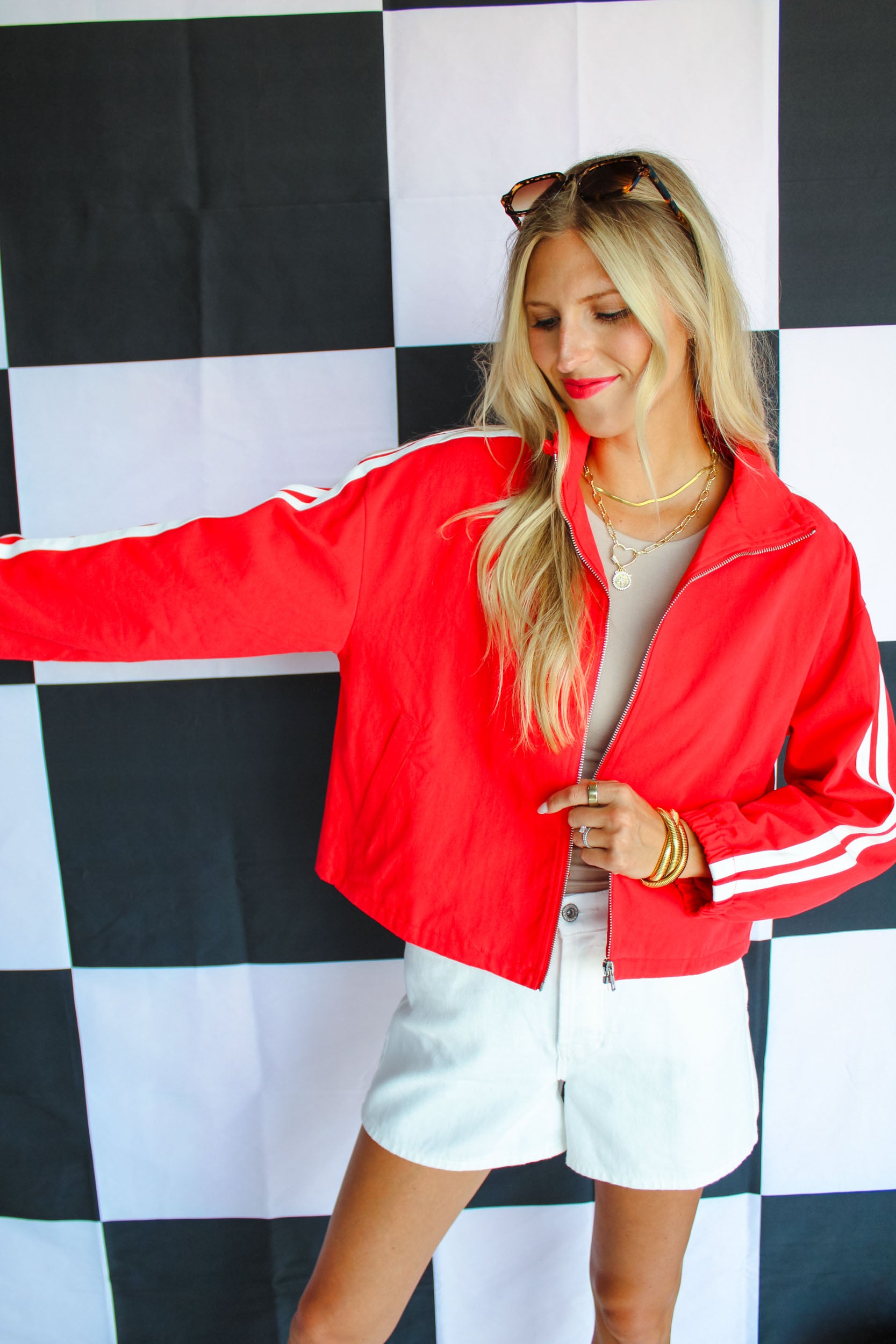 Red Alert Striped Jacket  - True Red