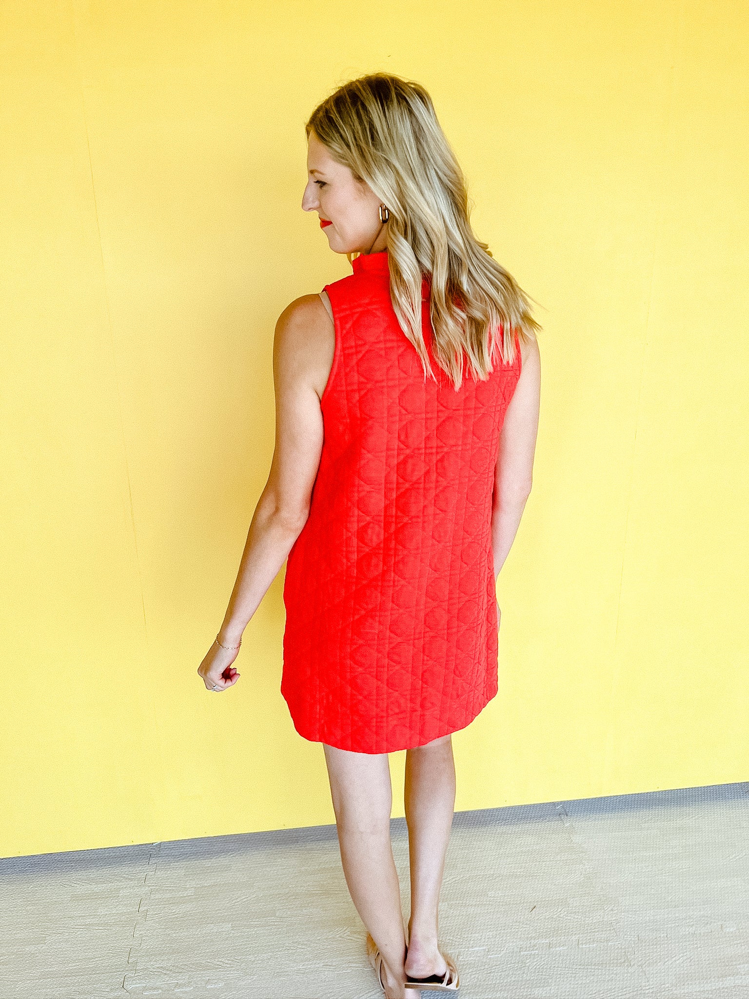 Whitney Ruffle V-Neck Dress - True Red