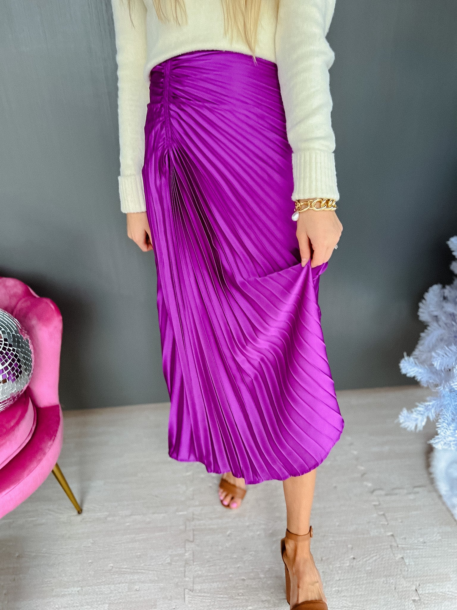 All Yours Pleated Maxi Skirt - Spring Purple