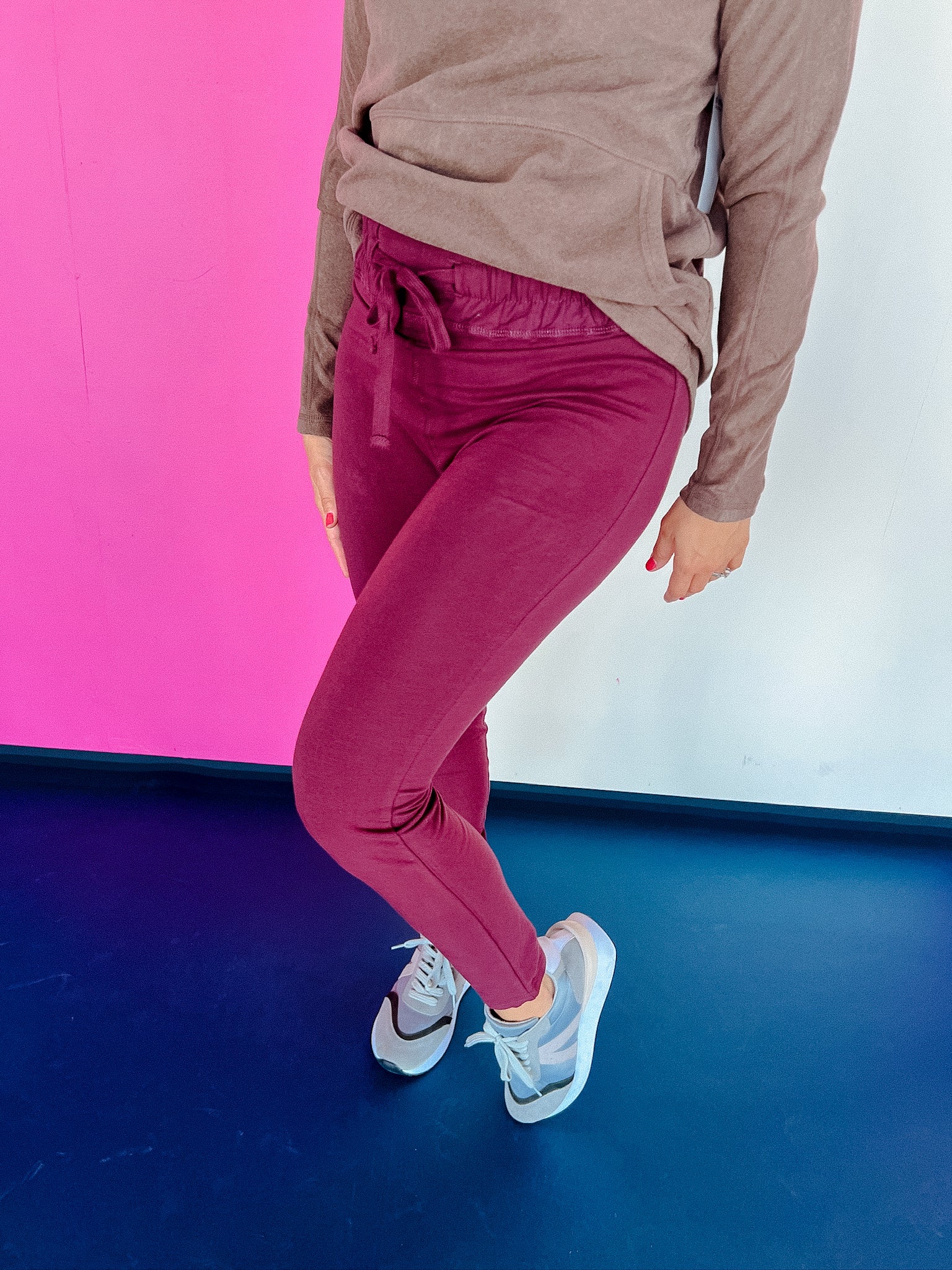 No Excuses Athleisure Pants - Maroon