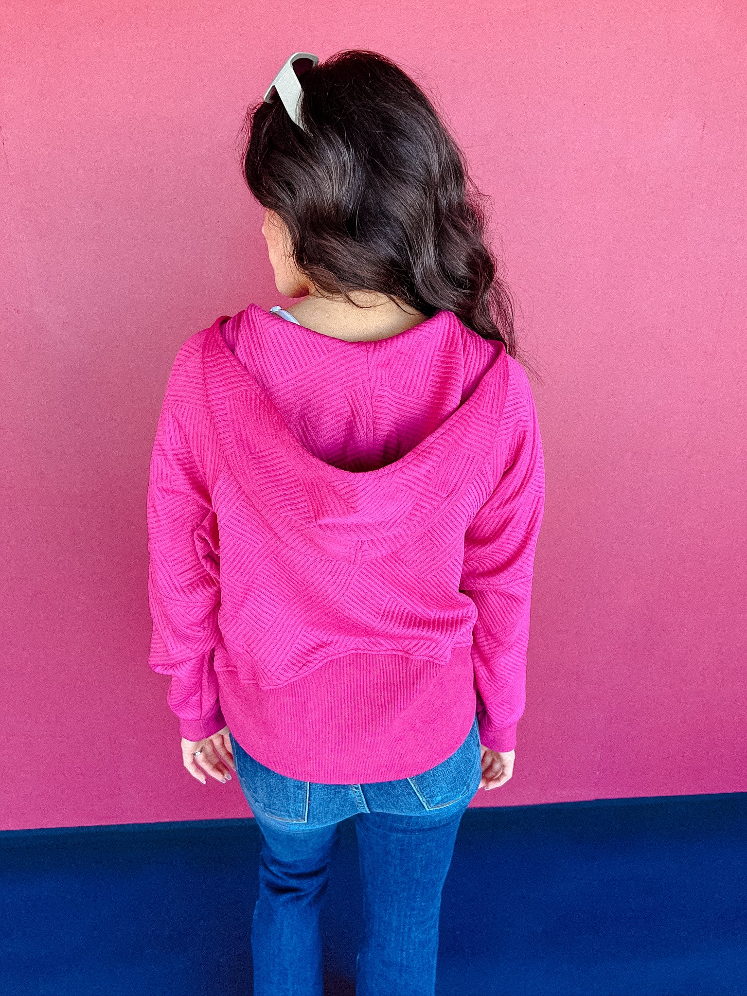 Joline Quarter Zip Hoodie - Fuchsia