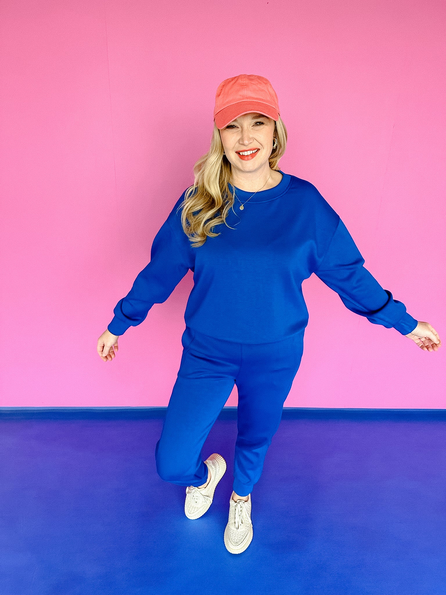 New Beginnings Scuba Sweatshirt and Jogger Set - Bright Blue