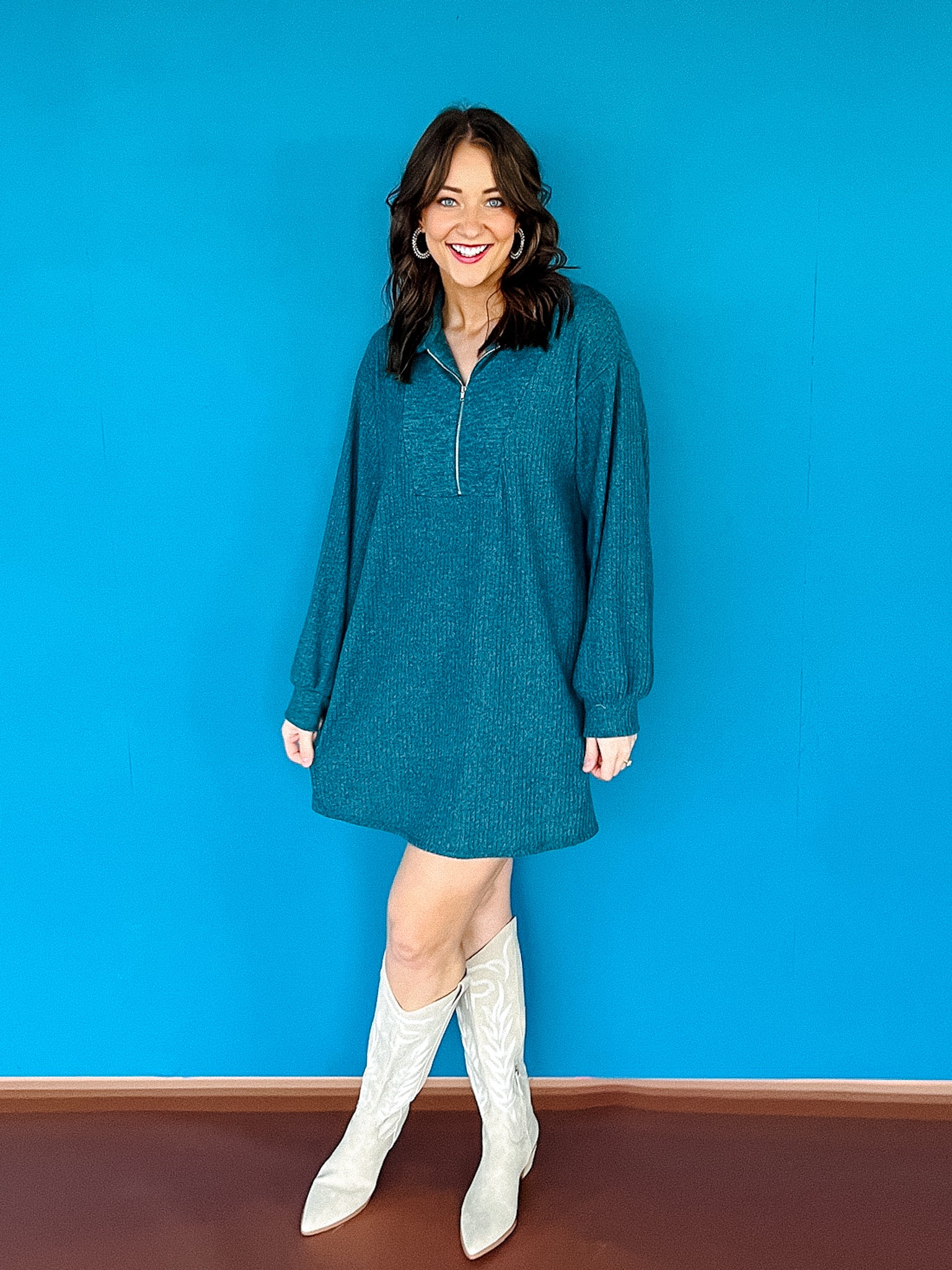 Loanne Long Sleeve Dress - Sea Green