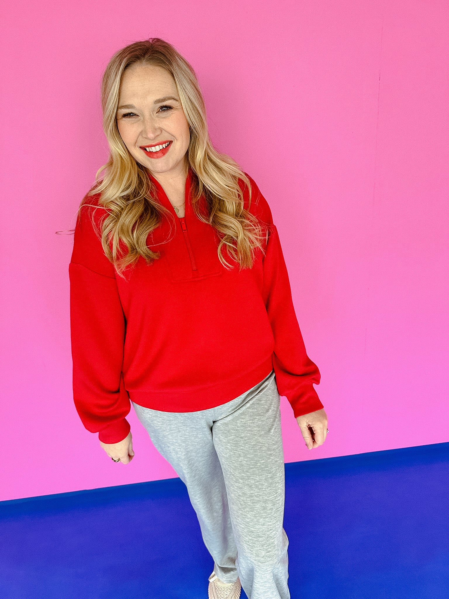 Hattie Scuba Pullover - True Red