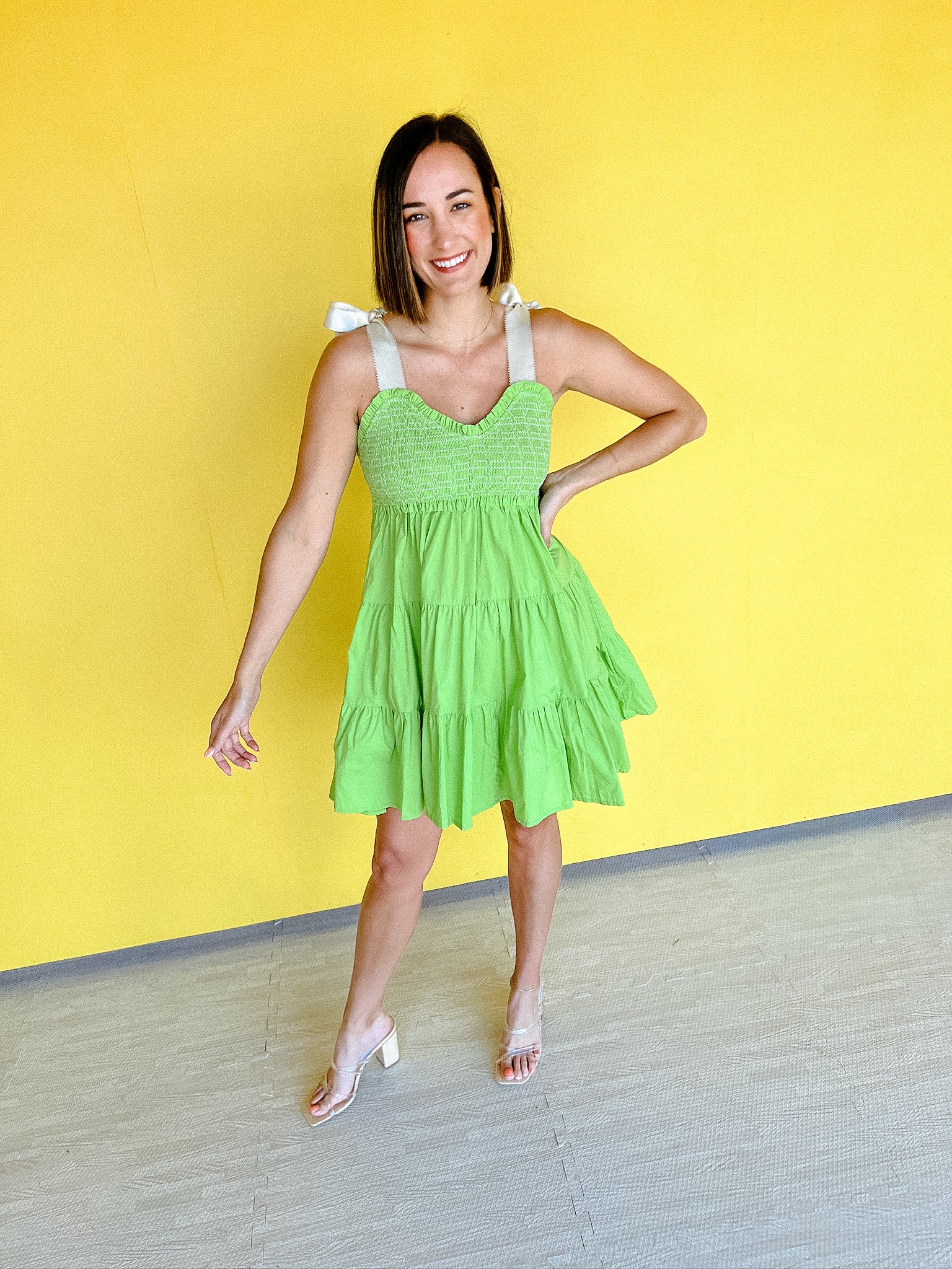 Kara Mini Dress - Lime/Grass