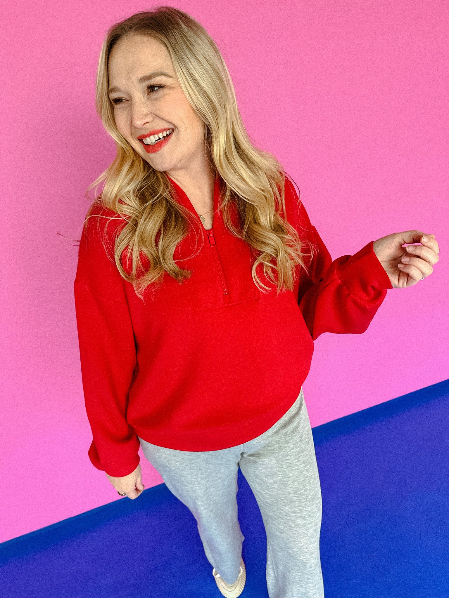 Hattie Scuba Pullover - True Red